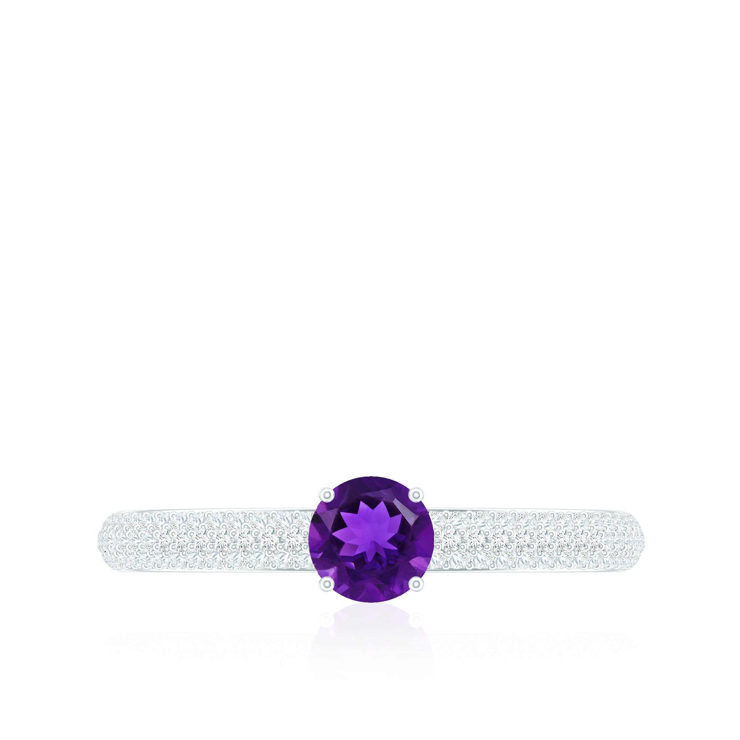 Natural Amethyst Engagement Ring with Diamond for Women AAA - Rosec Jewels