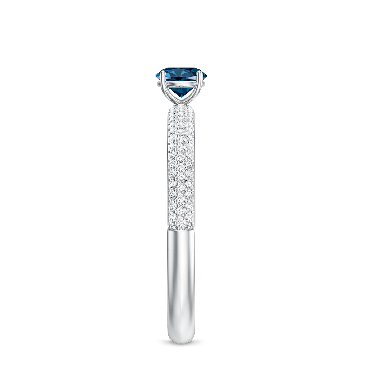 0.6 Carat London Blue Topaz Solitaire Promise Ring with Diamond AAA - Rosec Jewels