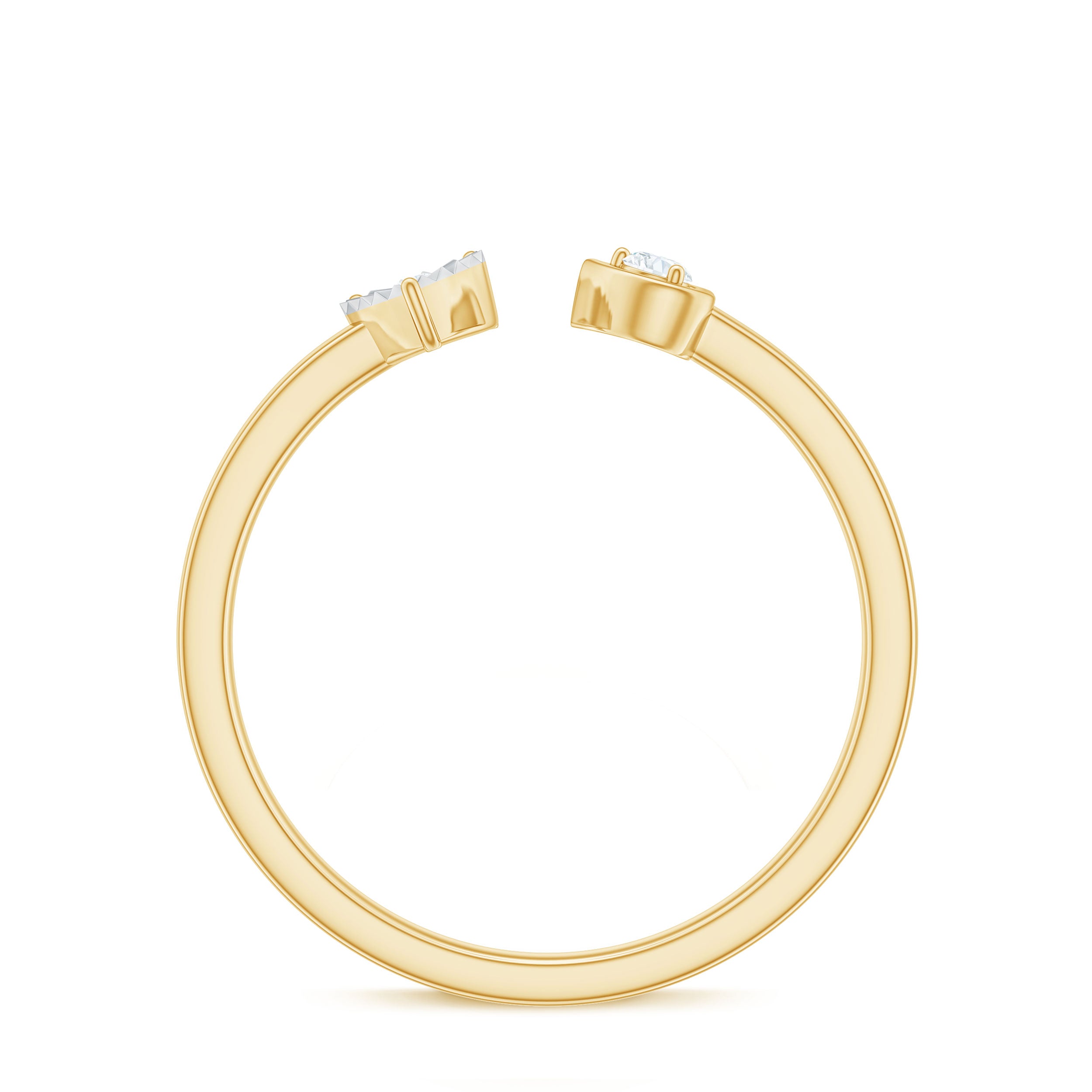 Certified Real Diamond Heart Promise Ring in Cuff Style Natural - ( HI-SI ) - Rosec Jewels
