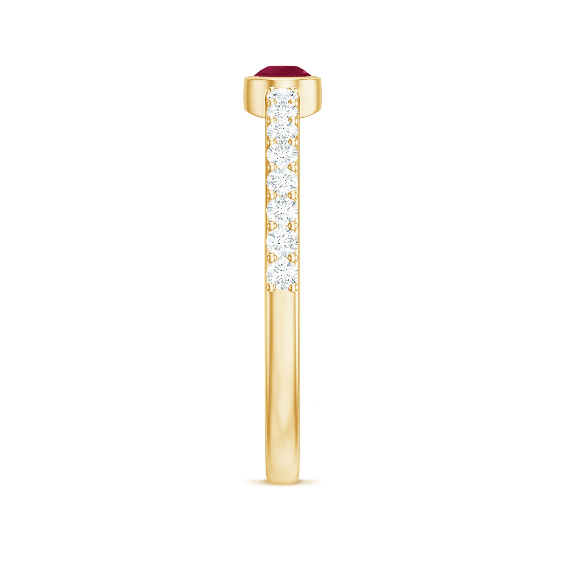 East West Style Pear Shape Ruby Promise Ring with Diamond AAA - Rosec Jewels