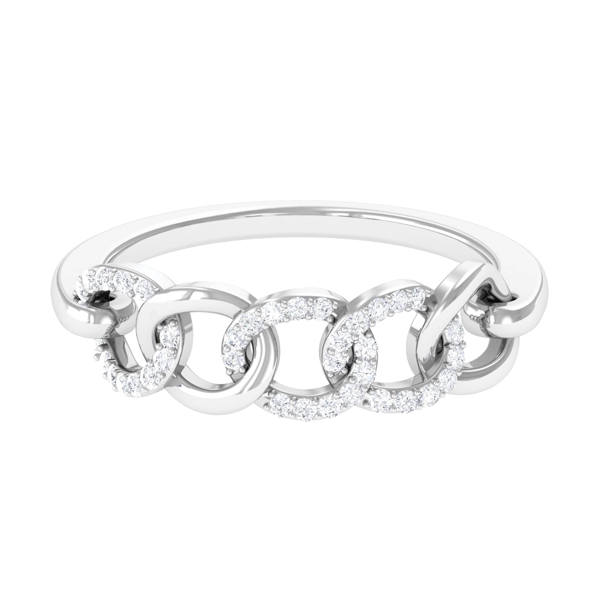 Contemporary Diamond Interlock Ring with Certificate Natural - ( HI-SI ) - Rosec Jewels
