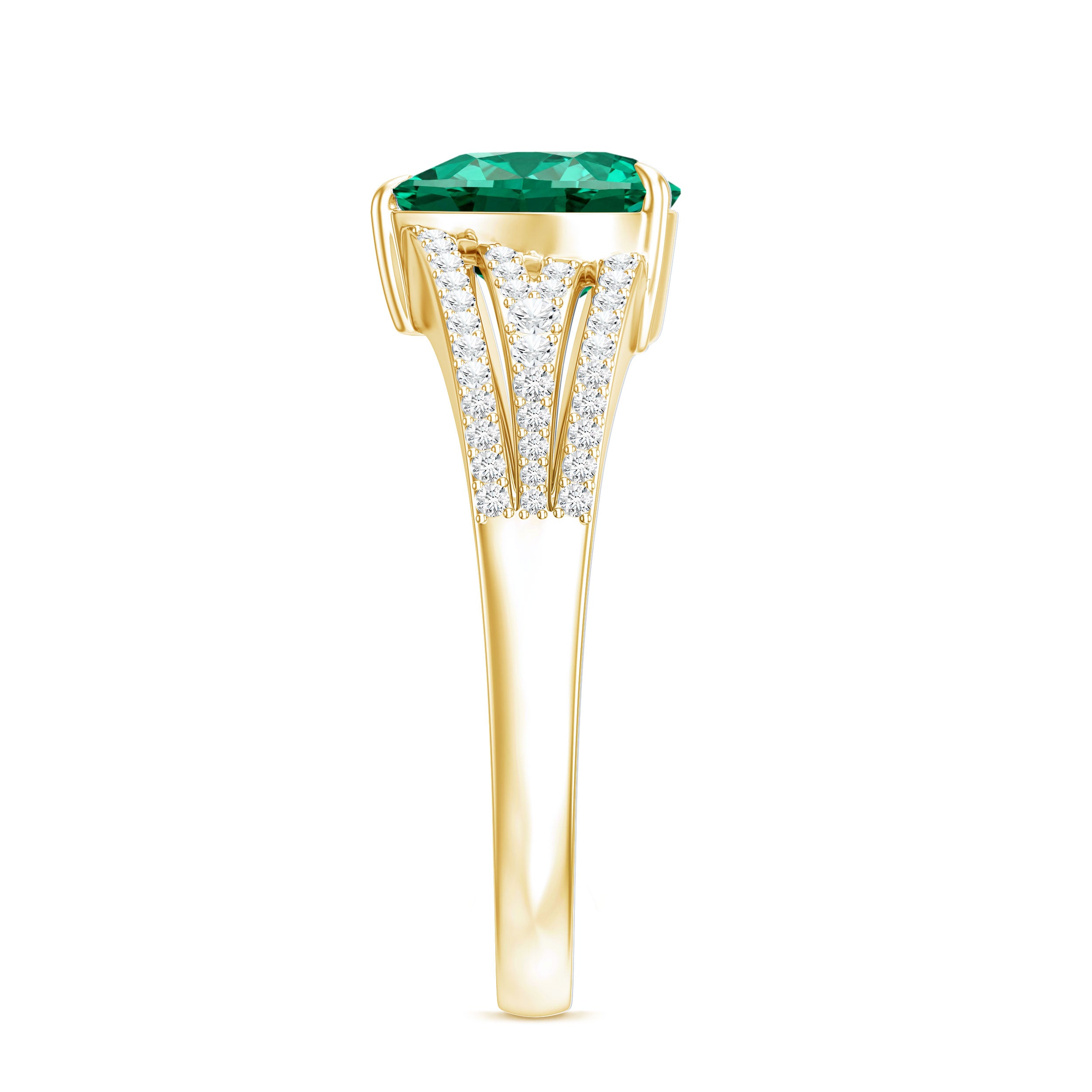 Designer 8 mm Lab Grown Emerald Heart Engagement Ring With Diamonds AAAA - Rosec Jewels