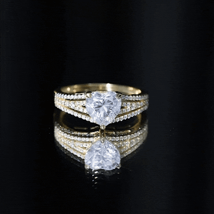 Certified Cubic Zirconia Heart Engagement Ring AAAA - Rosec Jewels