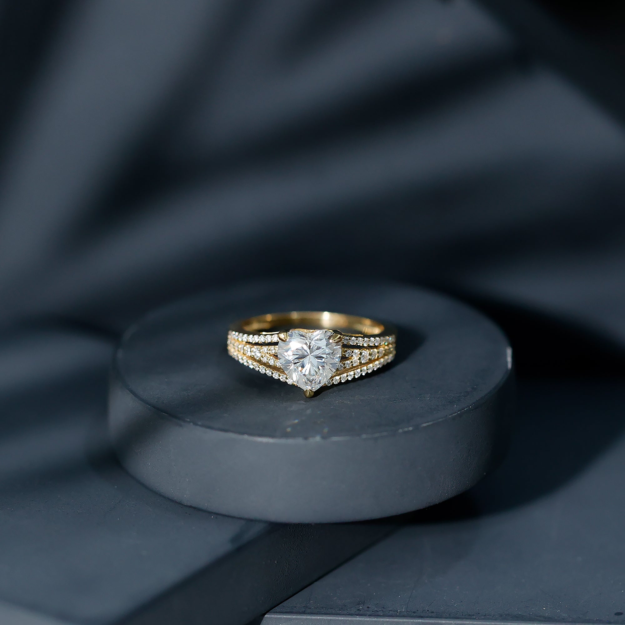 Certified Cubic Zirconia Heart Engagement Ring AAAA - Rosec Jewels