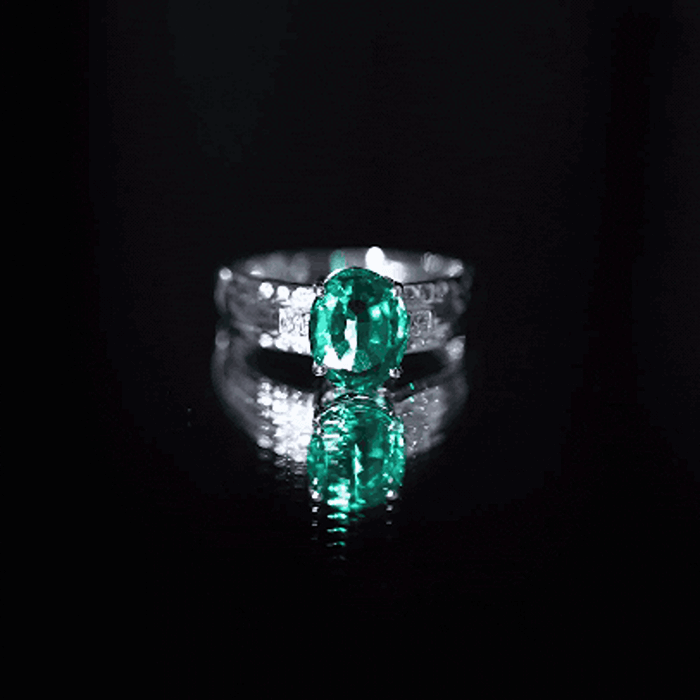 3 Carat Lab Grown Emerald Oval Engagement Ring with Diamond AAAA - Rosec Jewels