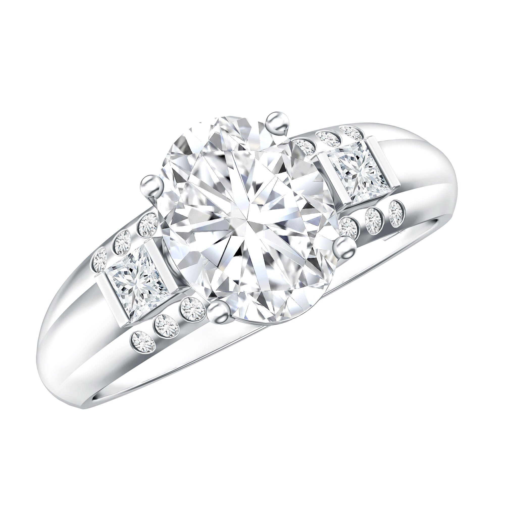 Oval Cubic Zirconia Solitaire Engagement Ring AAAA - Rosec Jewels