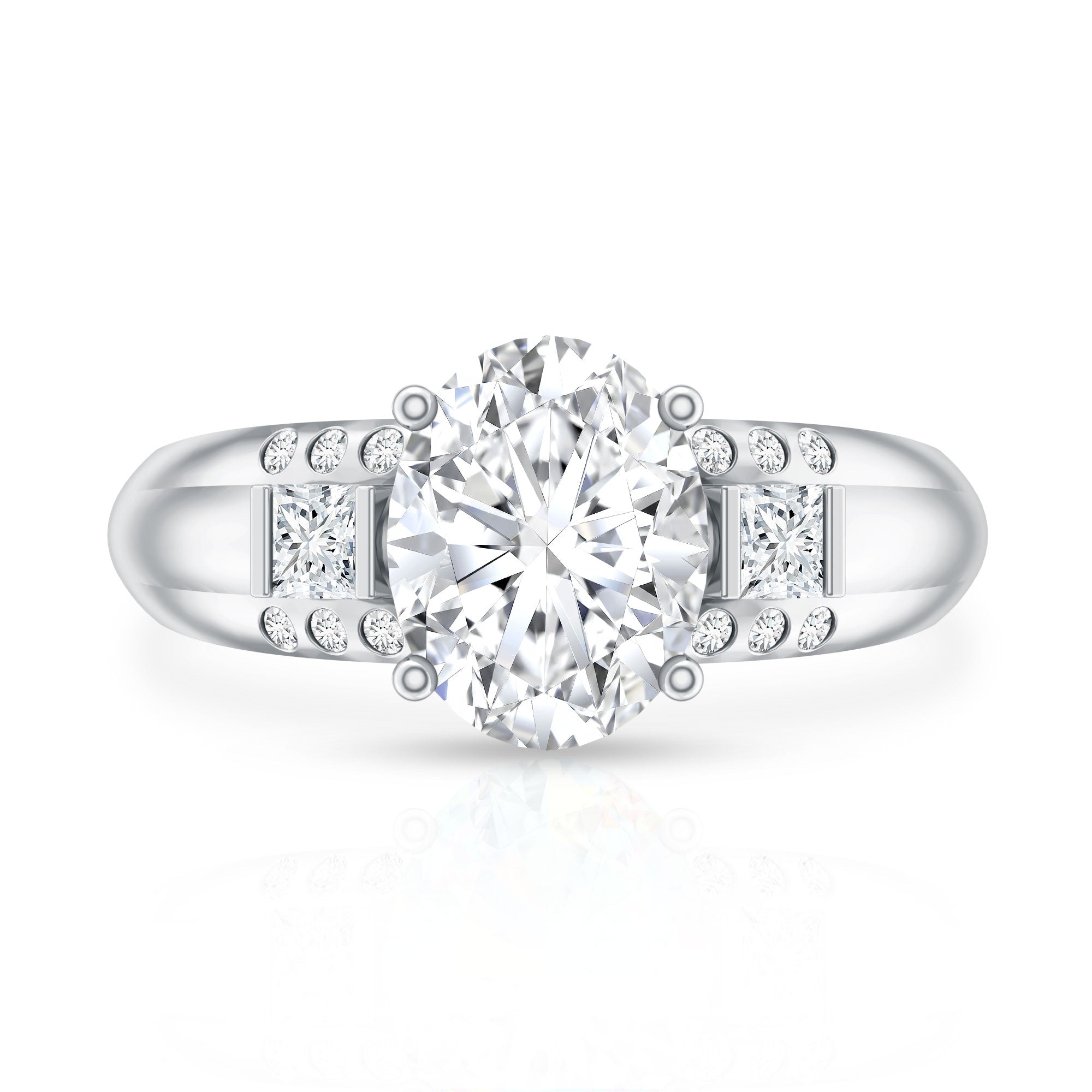 Oval Cubic Zirconia Solitaire Engagement Ring AAAA - Rosec Jewels