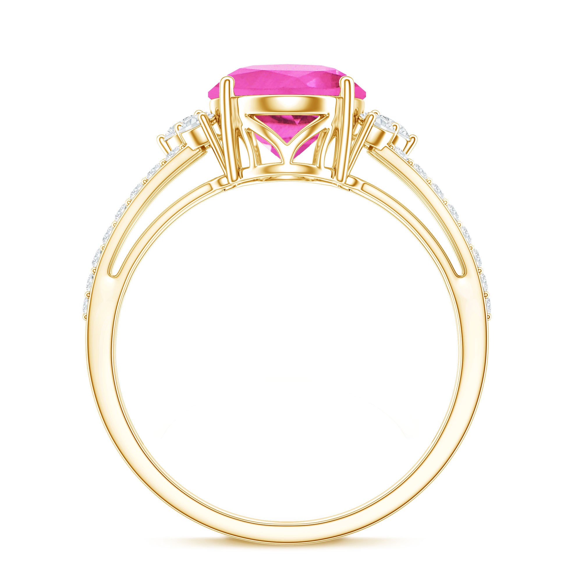 Certified 4 Carat Lab Created Pink Sapphire Oval Engagement Ring With Diamond AAAA - Rosec Jewels