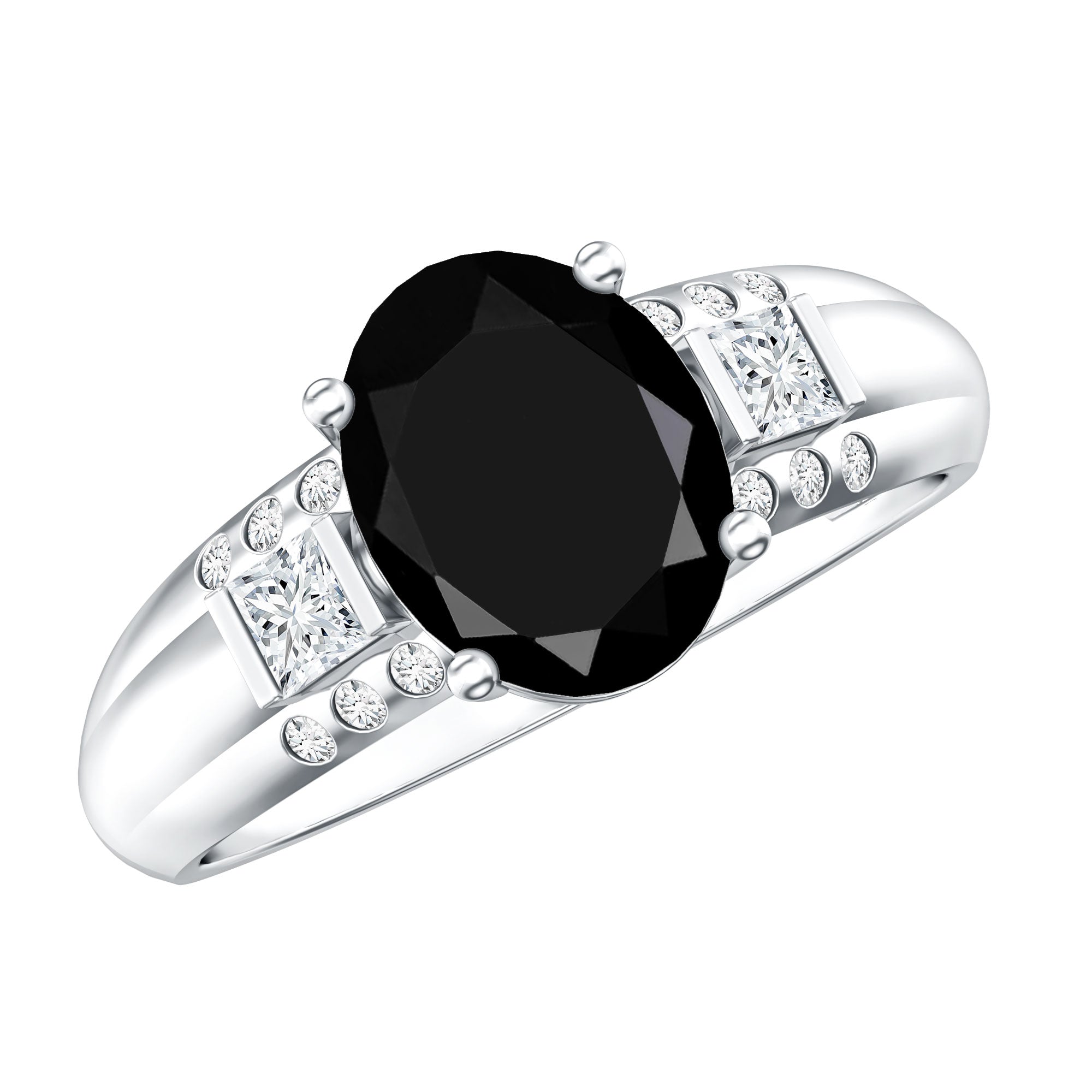 Certified 4.2 Carat Lab Grown Black and White Diamond Statement Engagement Ring AAAA ( Synthetic ) - Rosec Jewels