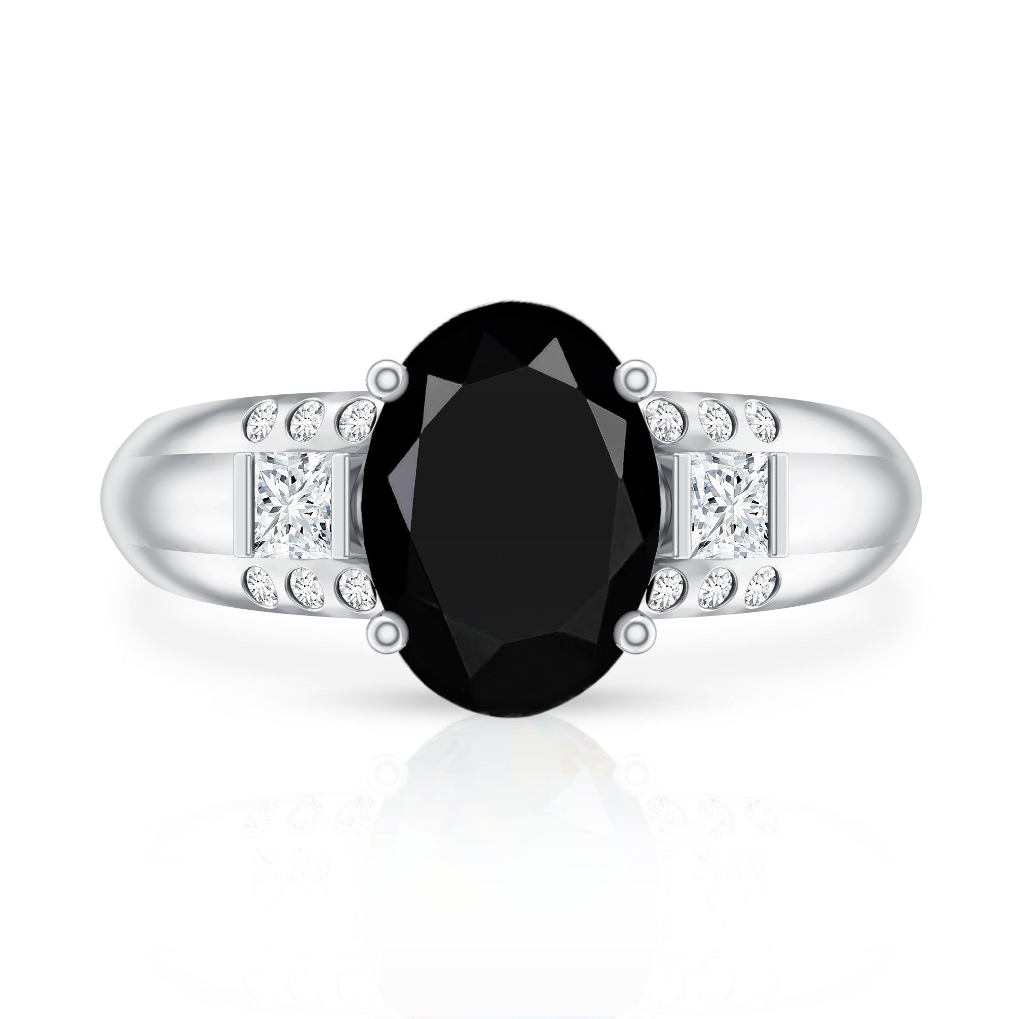Certified 4.2 Carat Lab Grown Black and White Diamond Statement Engagement Ring AAAA ( Synthetic ) - Rosec Jewels