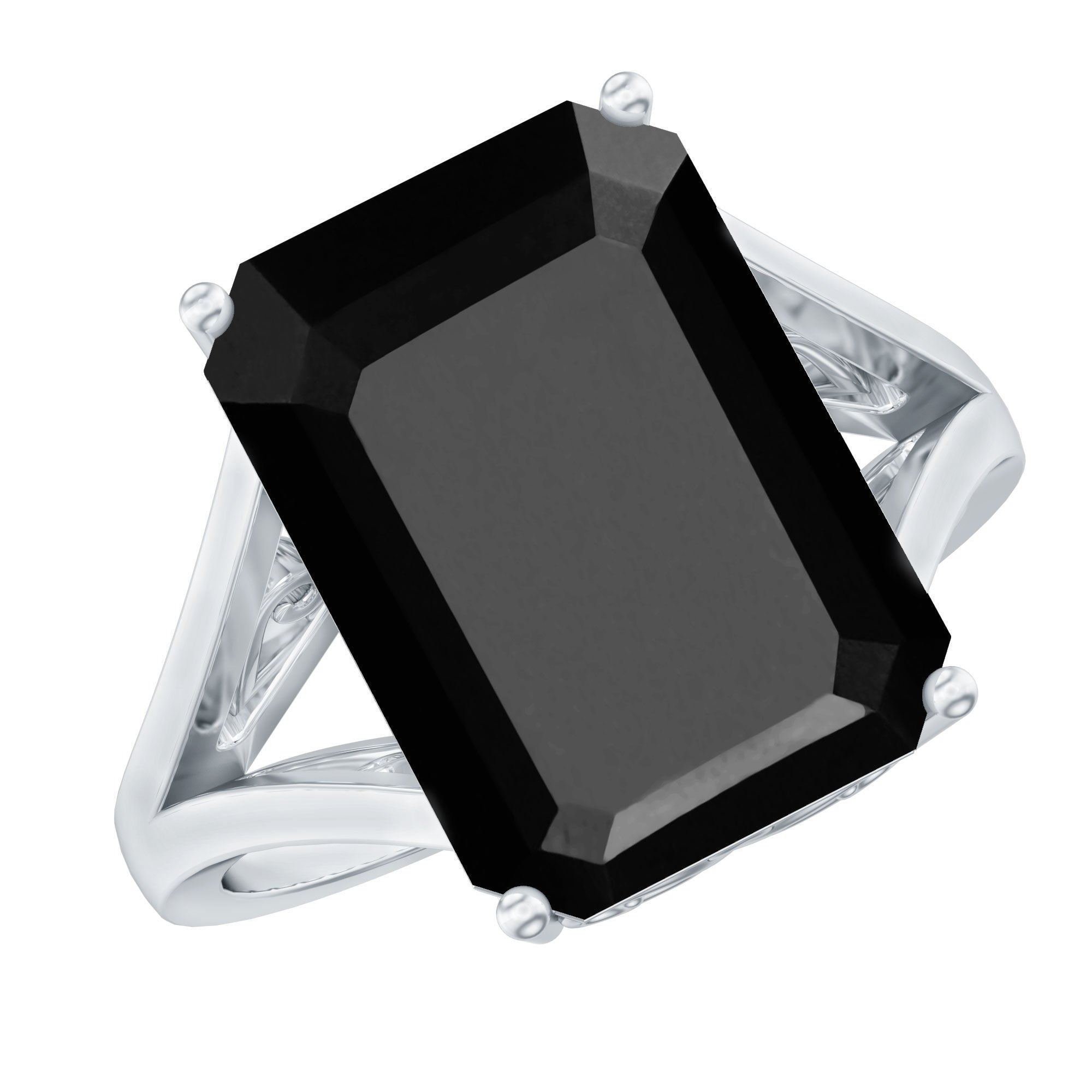 Certified Lab Grown Black Diamond 10X14 MM Emerald Cut Solitaire Ring