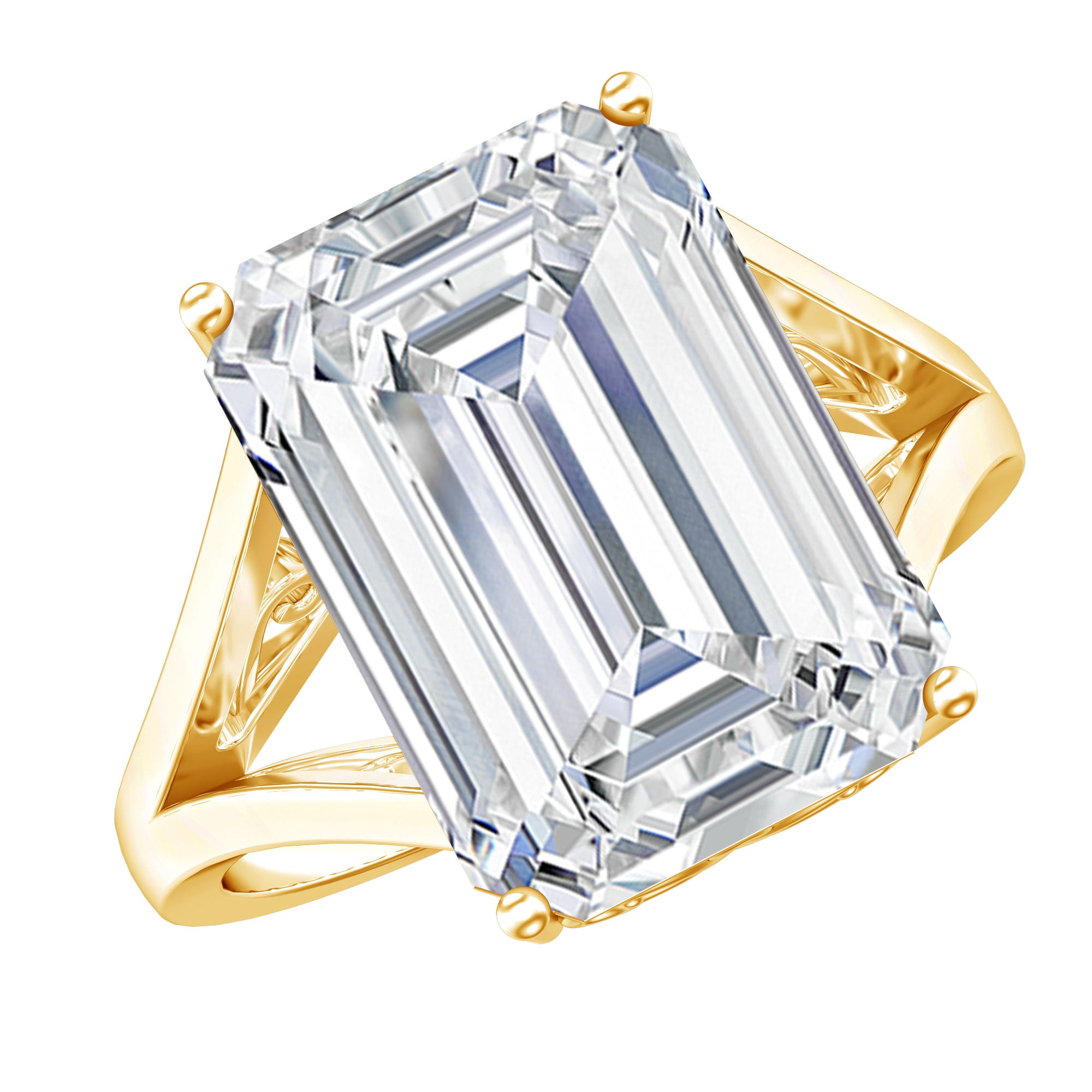 Certified 10X14 MM Emerald Cut Cubic Zirconia Solitaire Engagement Ring AAAA - Rosec Jewels