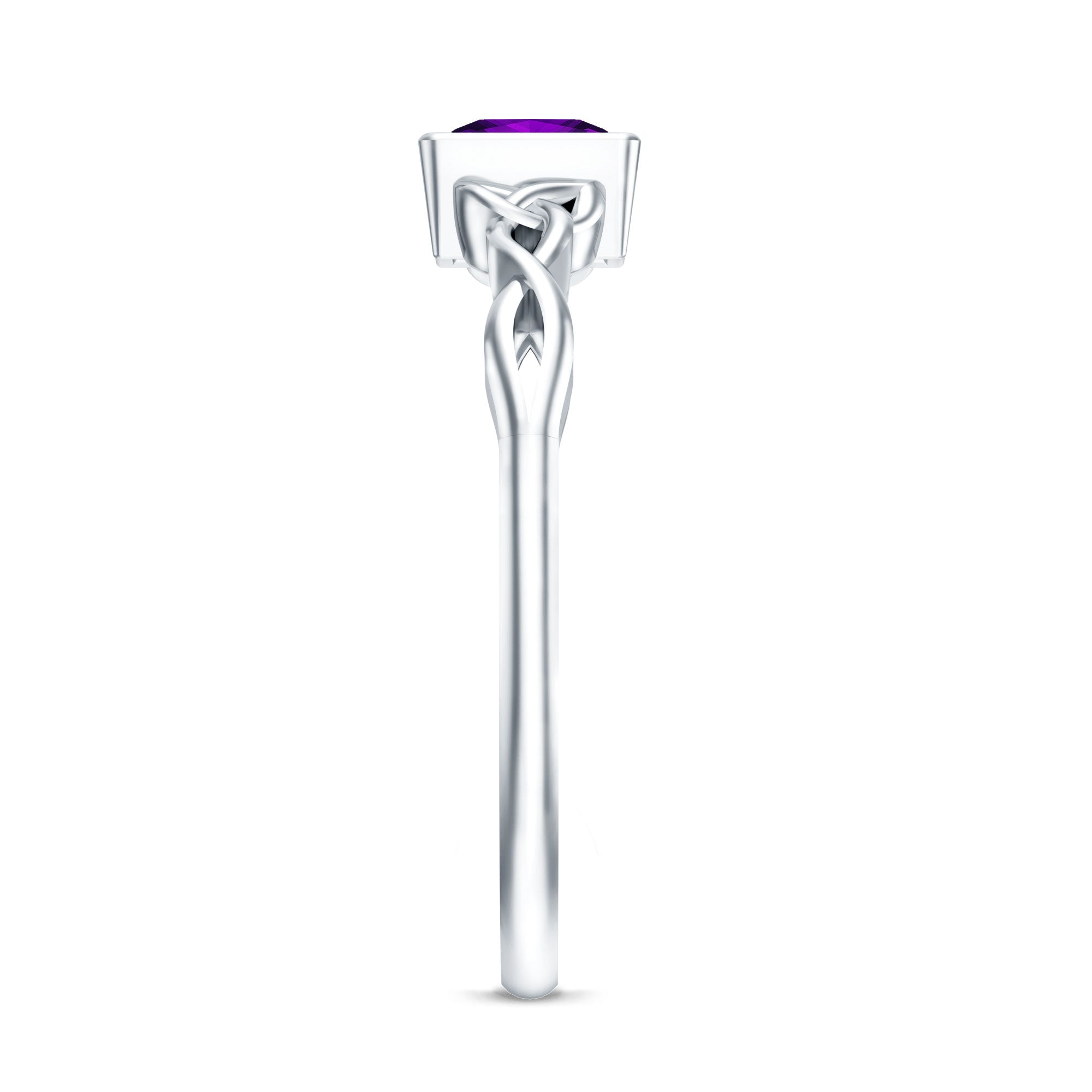 1.2 Carat Princess Cut Amethyst Promise Ring with Celtic Knot AAA - Rosec Jewels