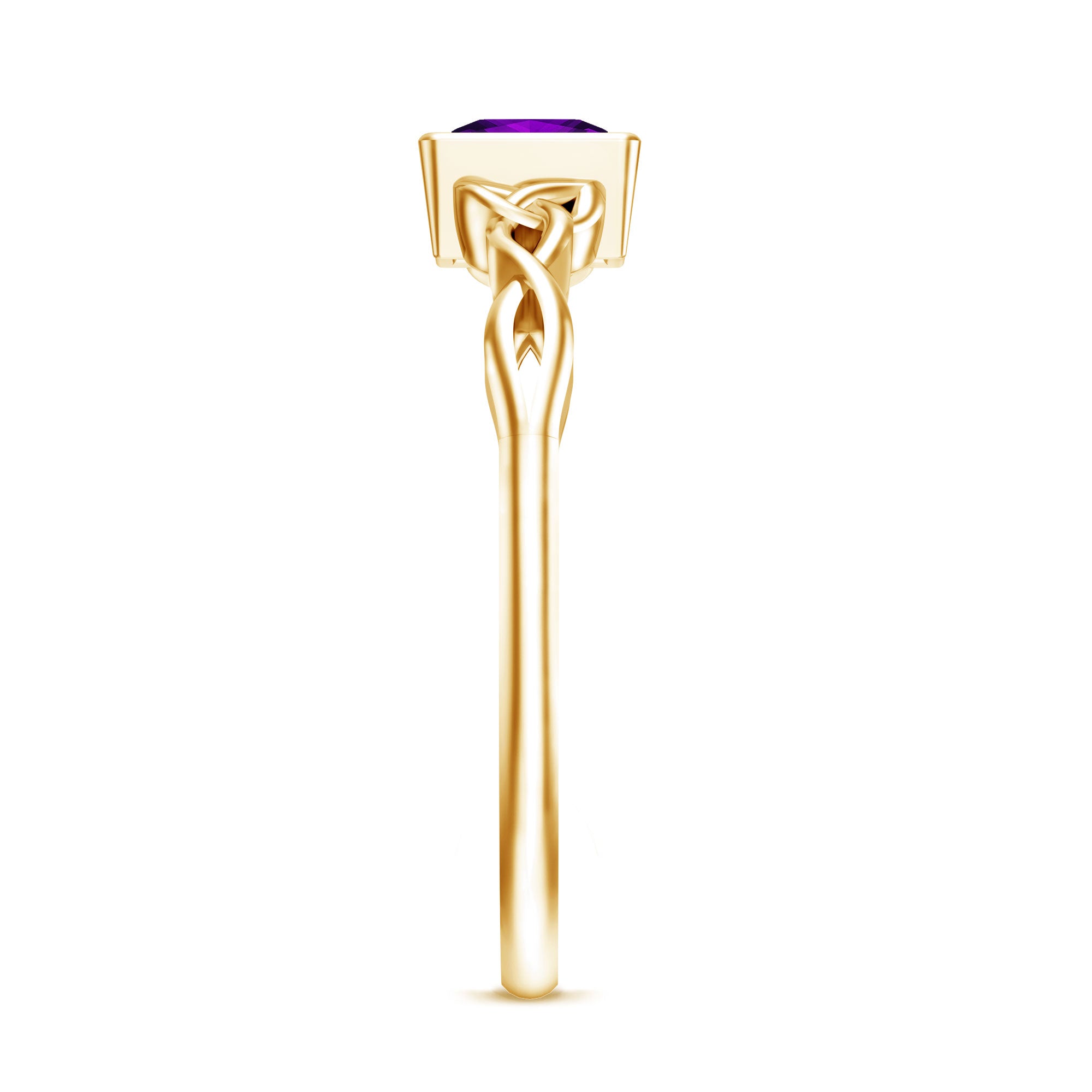 1.2 Carat Princess Cut Amethyst Promise Ring with Celtic Knot AAA - Rosec Jewels