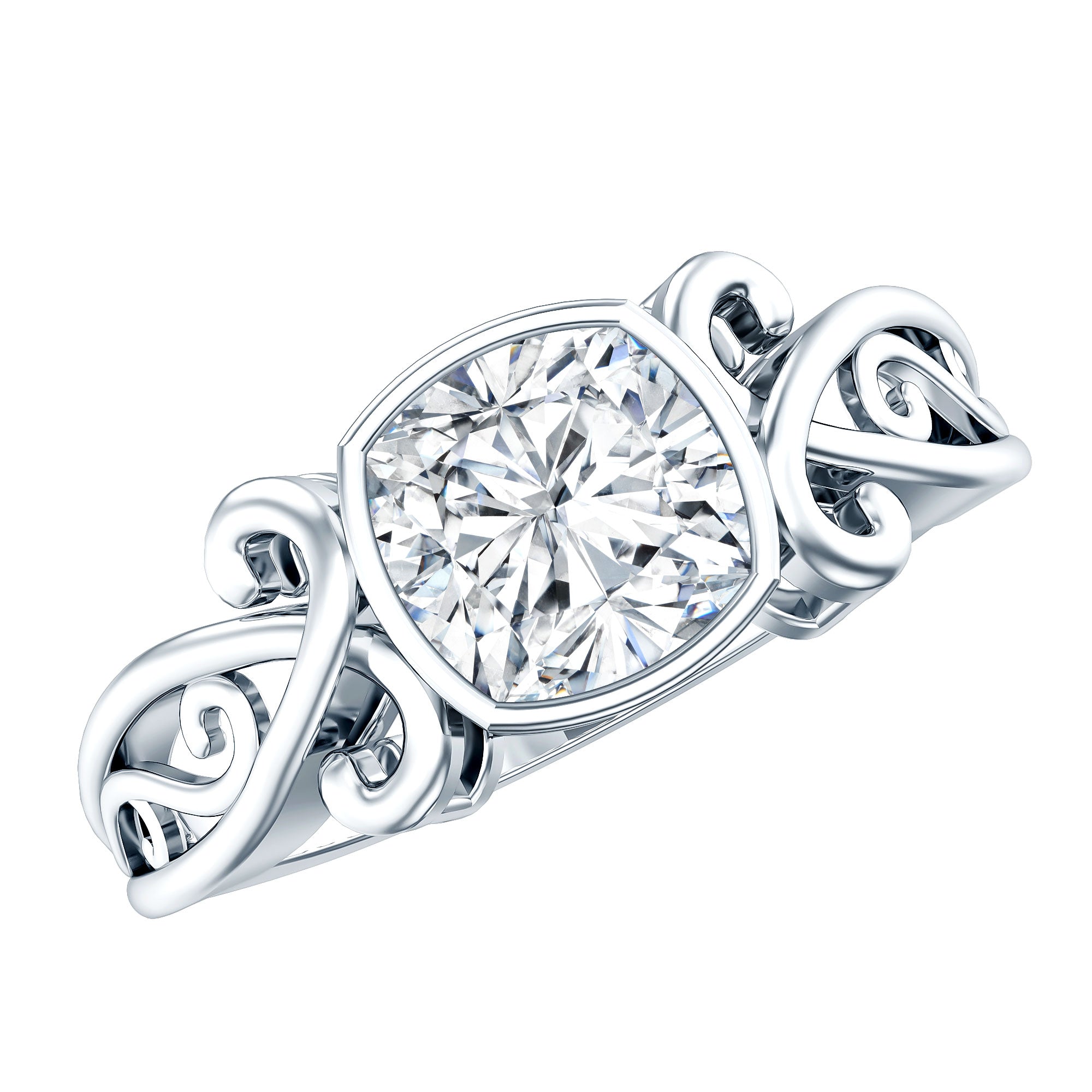 1 Carat Lab Grown Diamond Cushion Engagement Ring Lab - ( EF-VS ) - Rosec Jewels