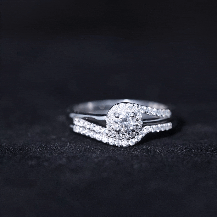 Certified Diamond Engagement Ring with Wedding Band Lab - ( EF-VS ) - Rosec Jewels