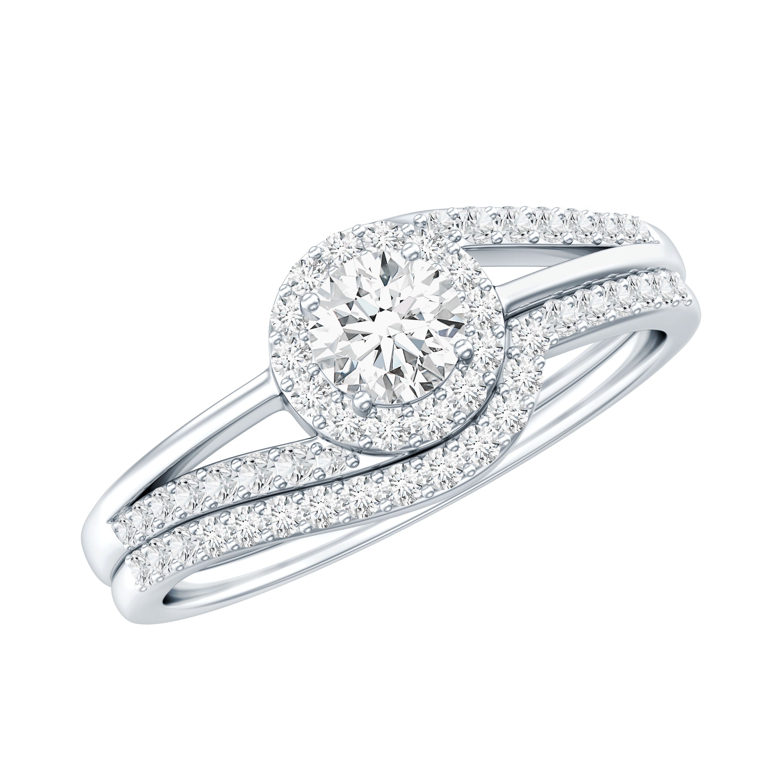 Certified Diamond Engagement Ring with Wedding Band Lab - ( EF-VS ) - Rosec Jewels