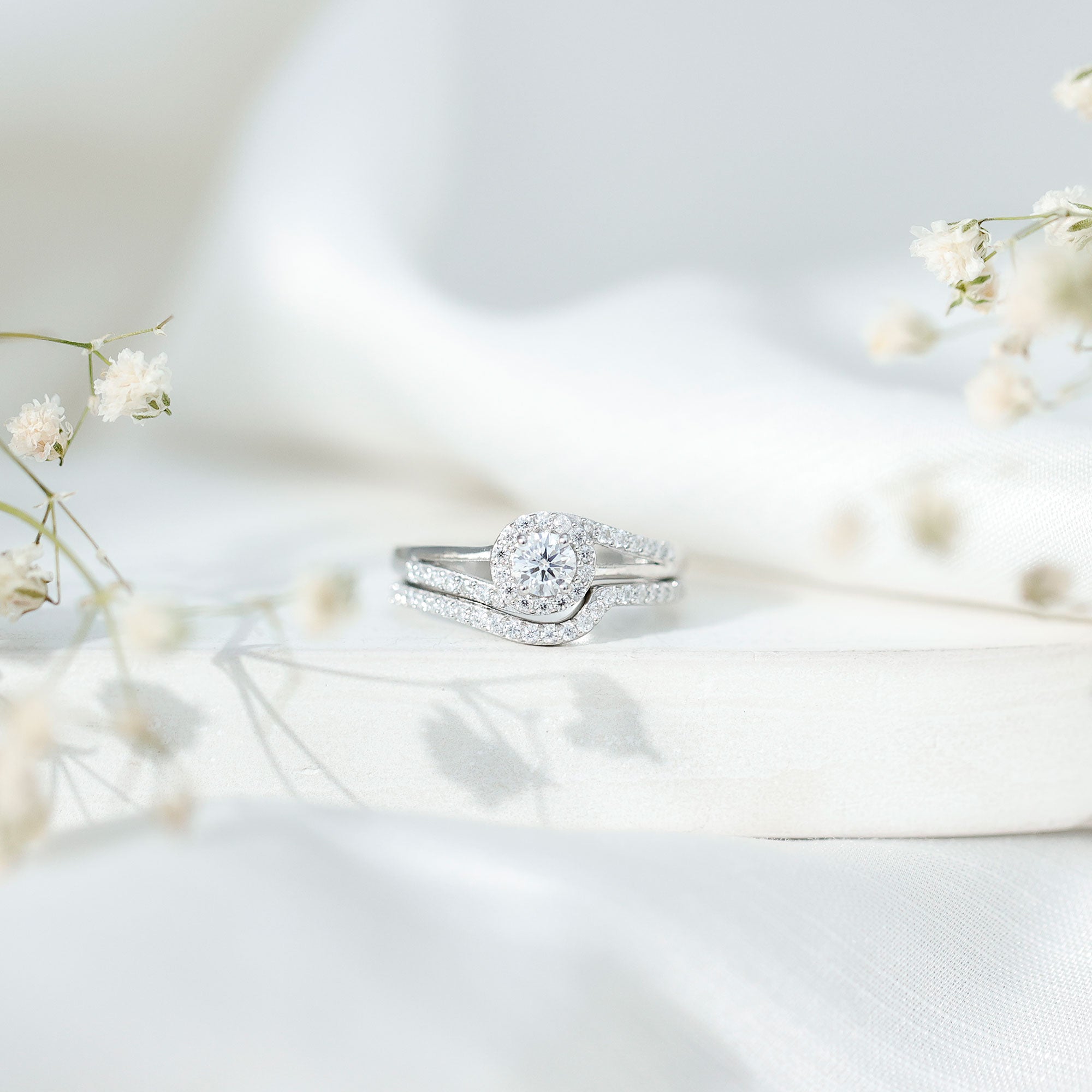 Certified Diamond Engagement Ring with Wedding Band Lab - ( EF-VS ) - Rosec Jewels