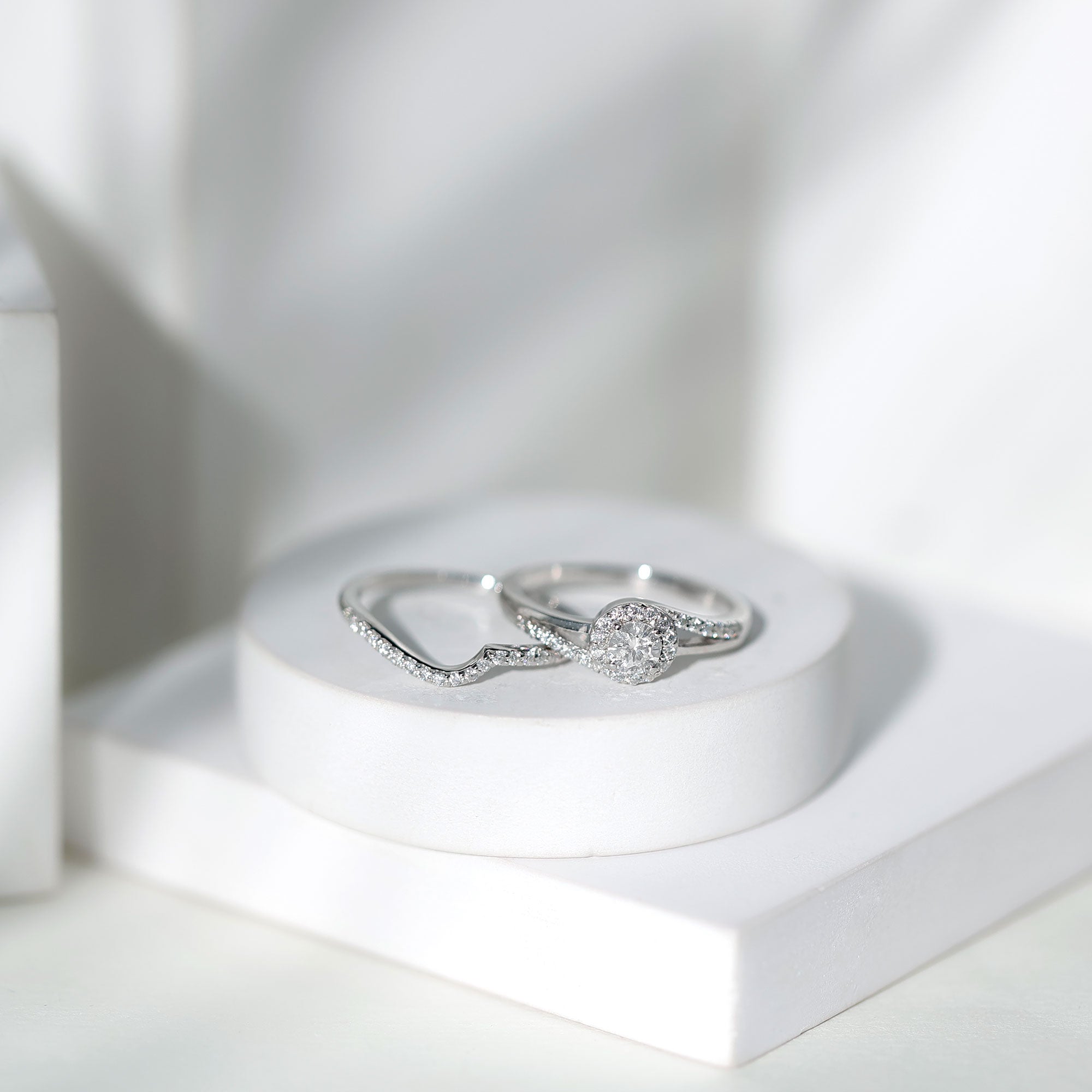 Certified Diamond Engagement Ring with Wedding Band Lab - ( EF-VS ) - Rosec Jewels
