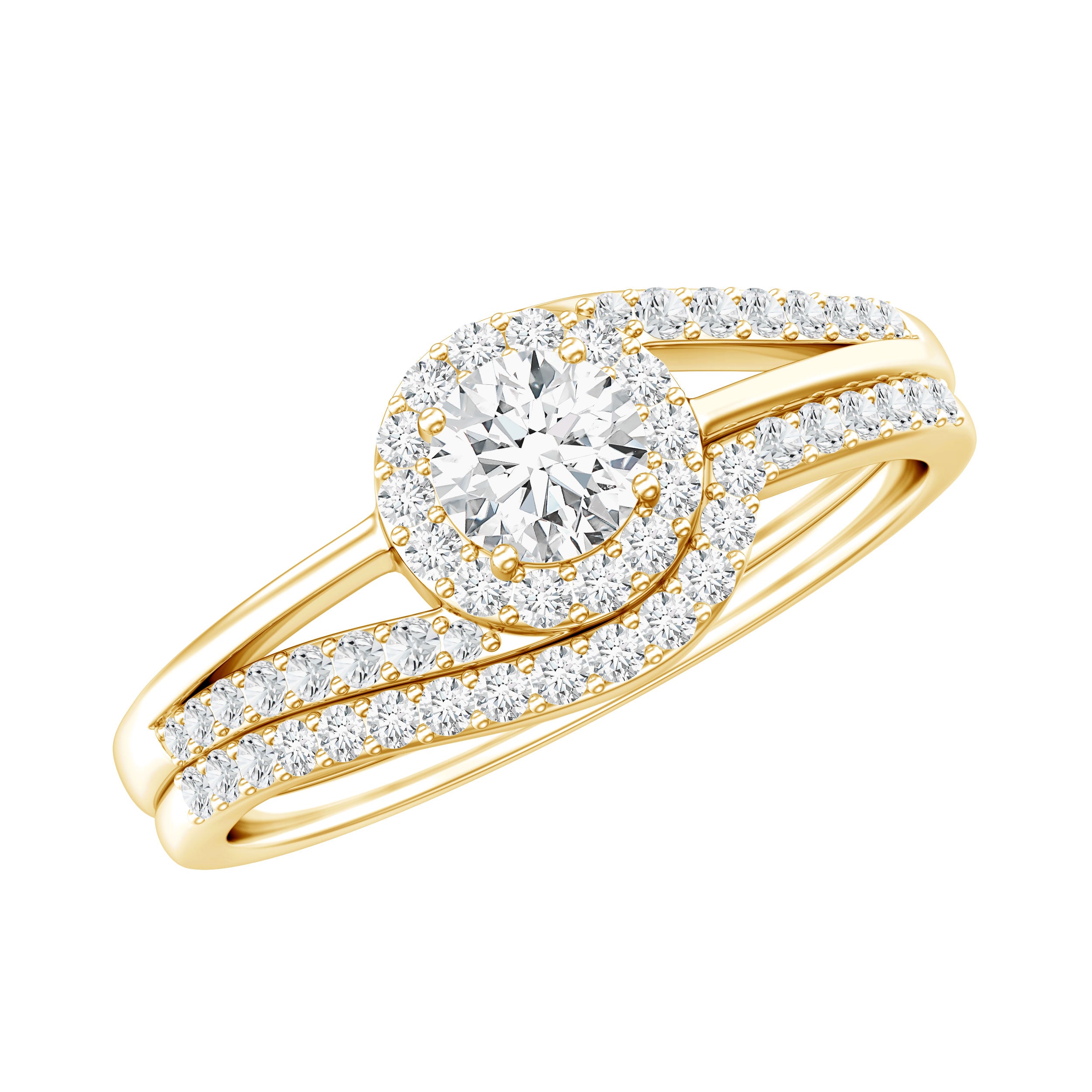 Certified Diamond Engagement Ring with Wedding Band Lab - ( EF-VS ) - Rosec Jewels