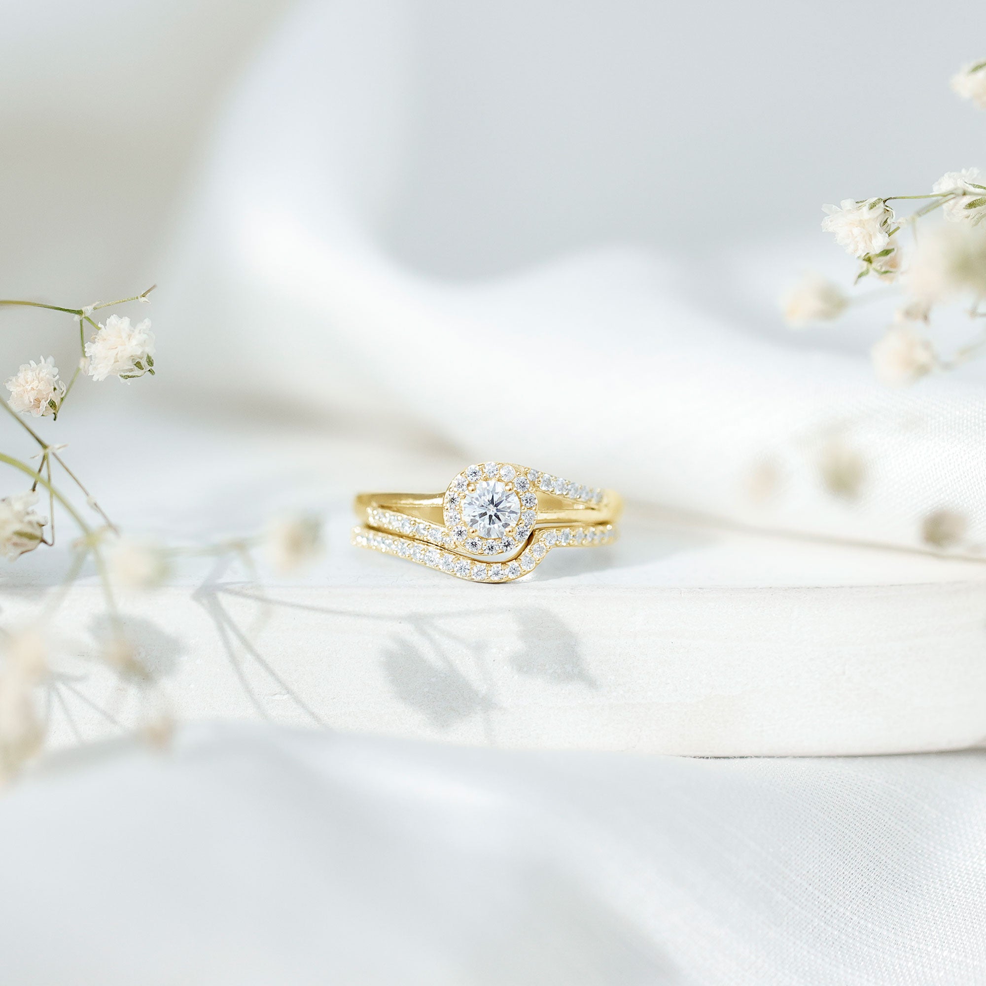 Certified Diamond Engagement Ring with Wedding Band Lab - ( EF-VS ) - Rosec Jewels