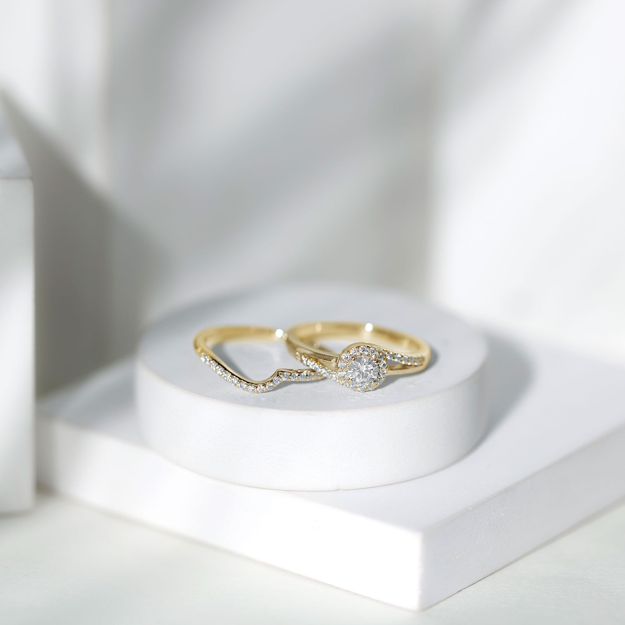 Certified Diamond Engagement Ring with Wedding Band Lab - ( EF-VS ) - Rosec Jewels