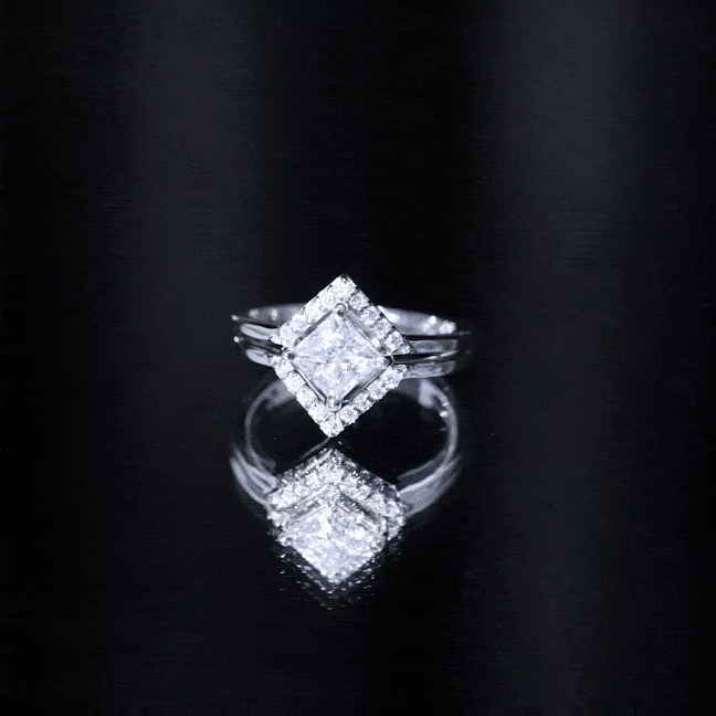 Princess Cut Lab Grown Diamond Bridal Ring Set Lab - ( EF-VS ) - Rosec Jewels