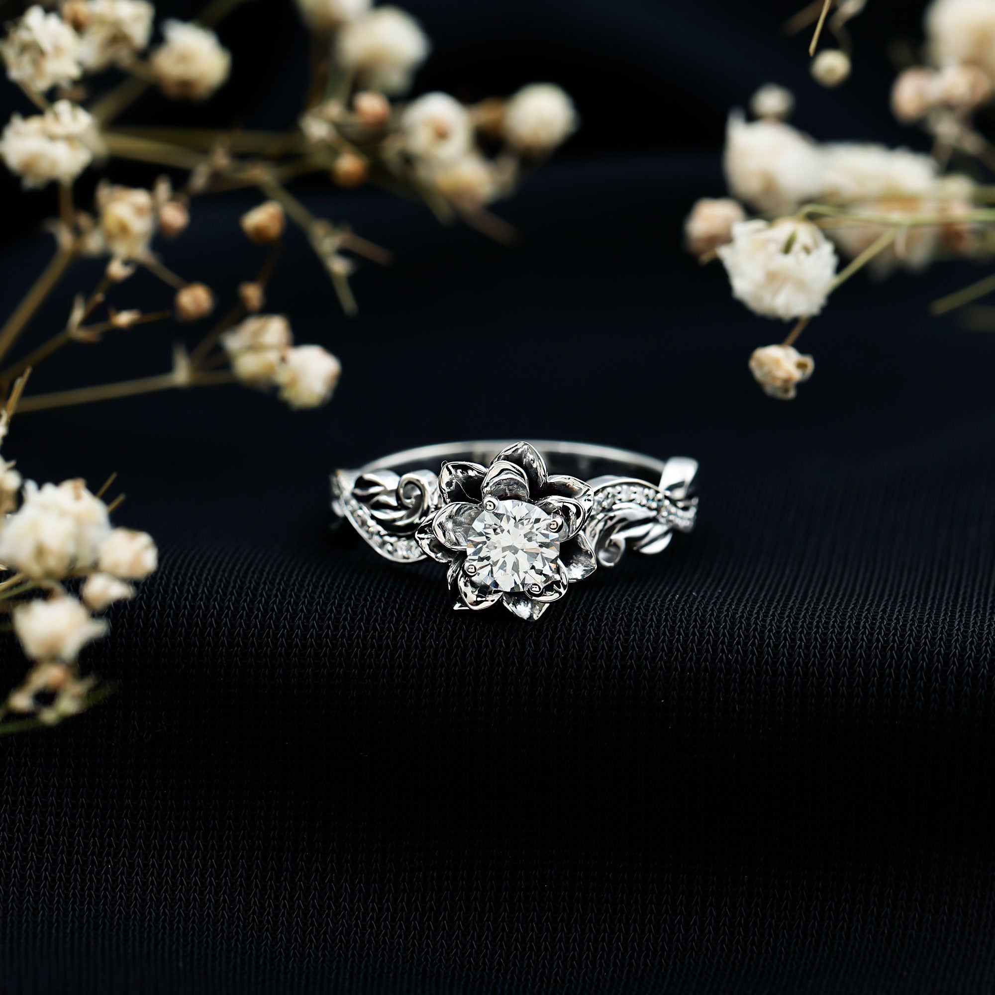 Rosec Jewels-Lab Grown Diamond Flower Engagement Ring for Her