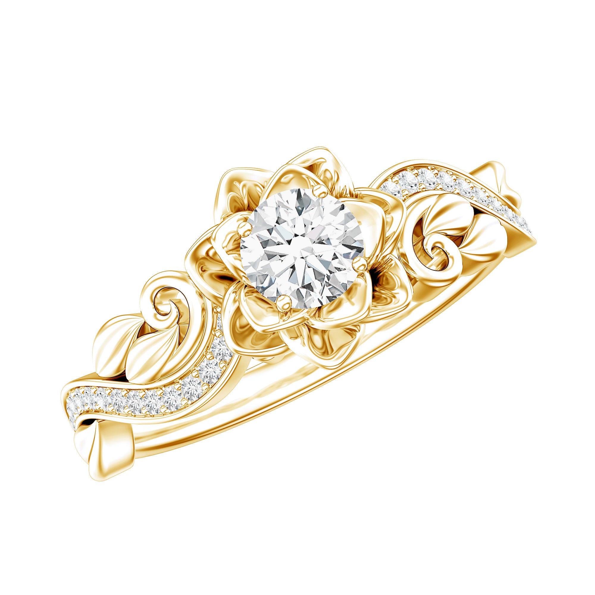 Rosec Jewels-Lab Grown Diamond Flower Engagement Ring for Her