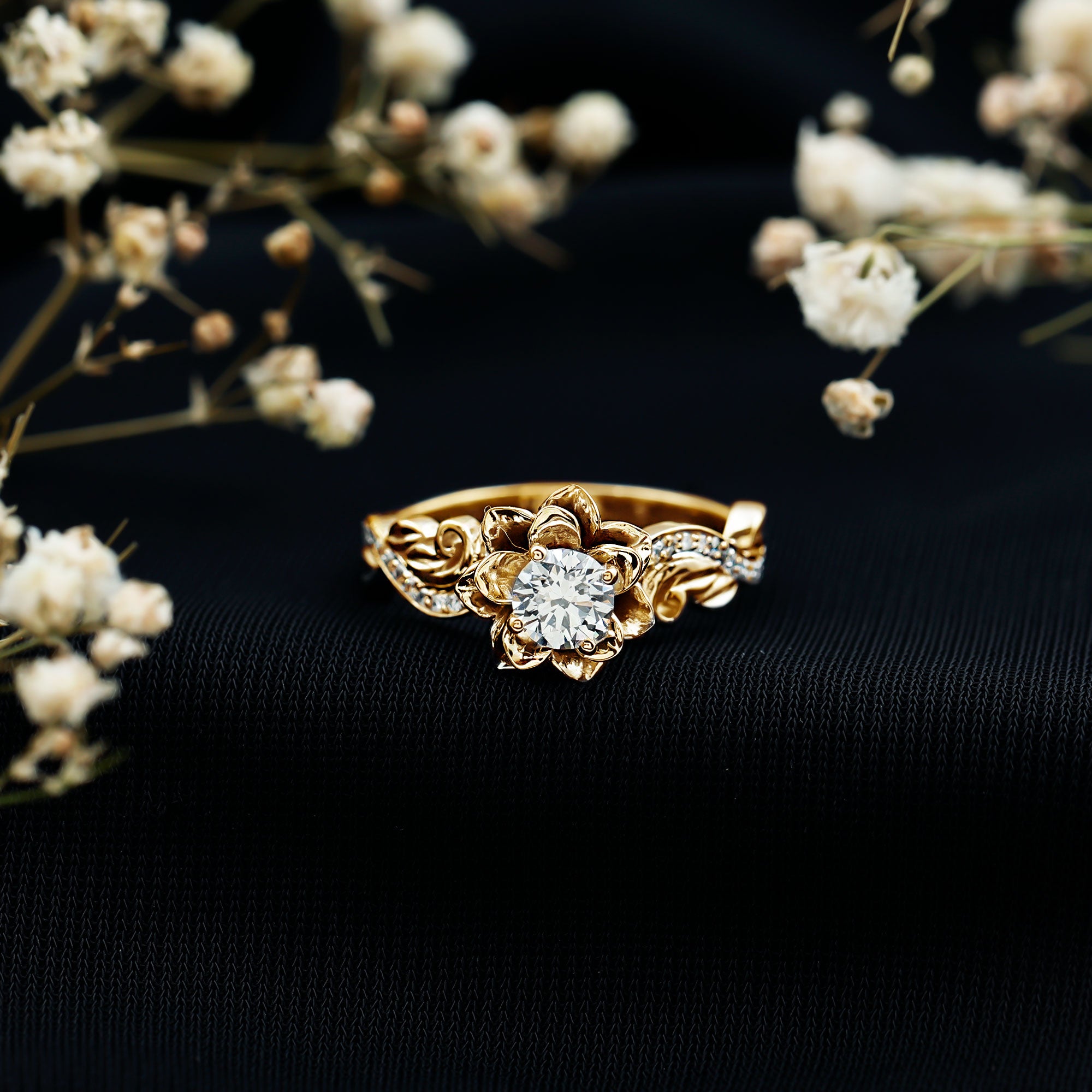 Rosec Jewels-Lab Grown Diamond Flower Engagement Ring for Her