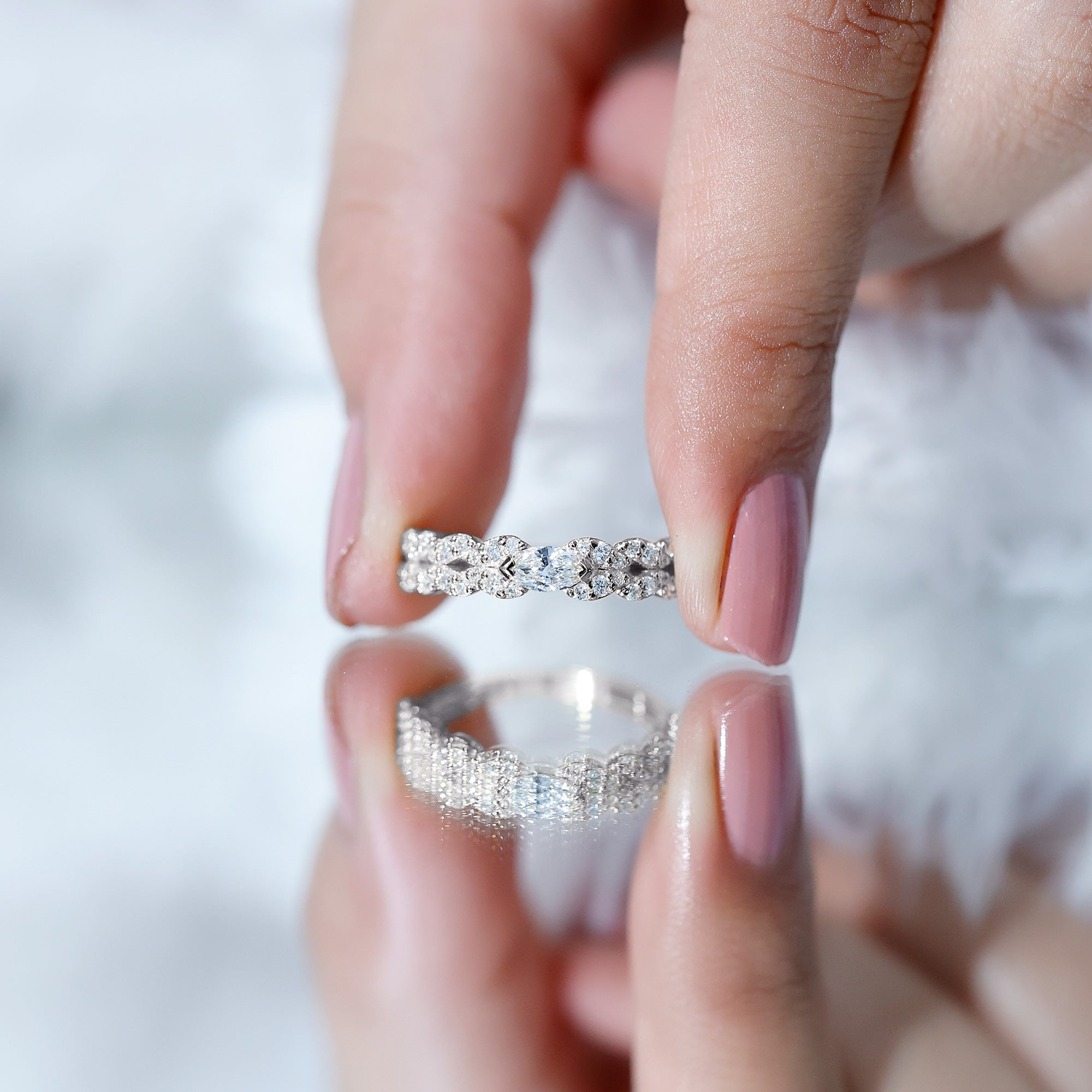 Lab Grown Diamond East West Eternity Ring for Her Lab - ( EF-VS ) - Rosec Jewels