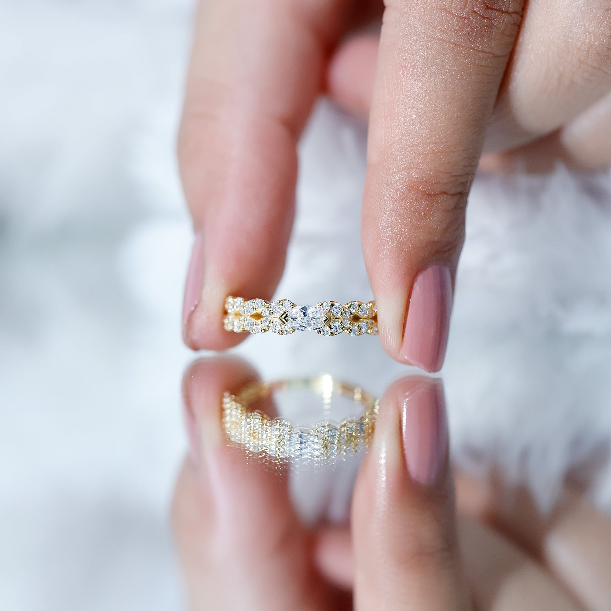 Lab Grown Diamond East West Eternity Ring for Her Lab - ( EF-VS ) - Rosec Jewels