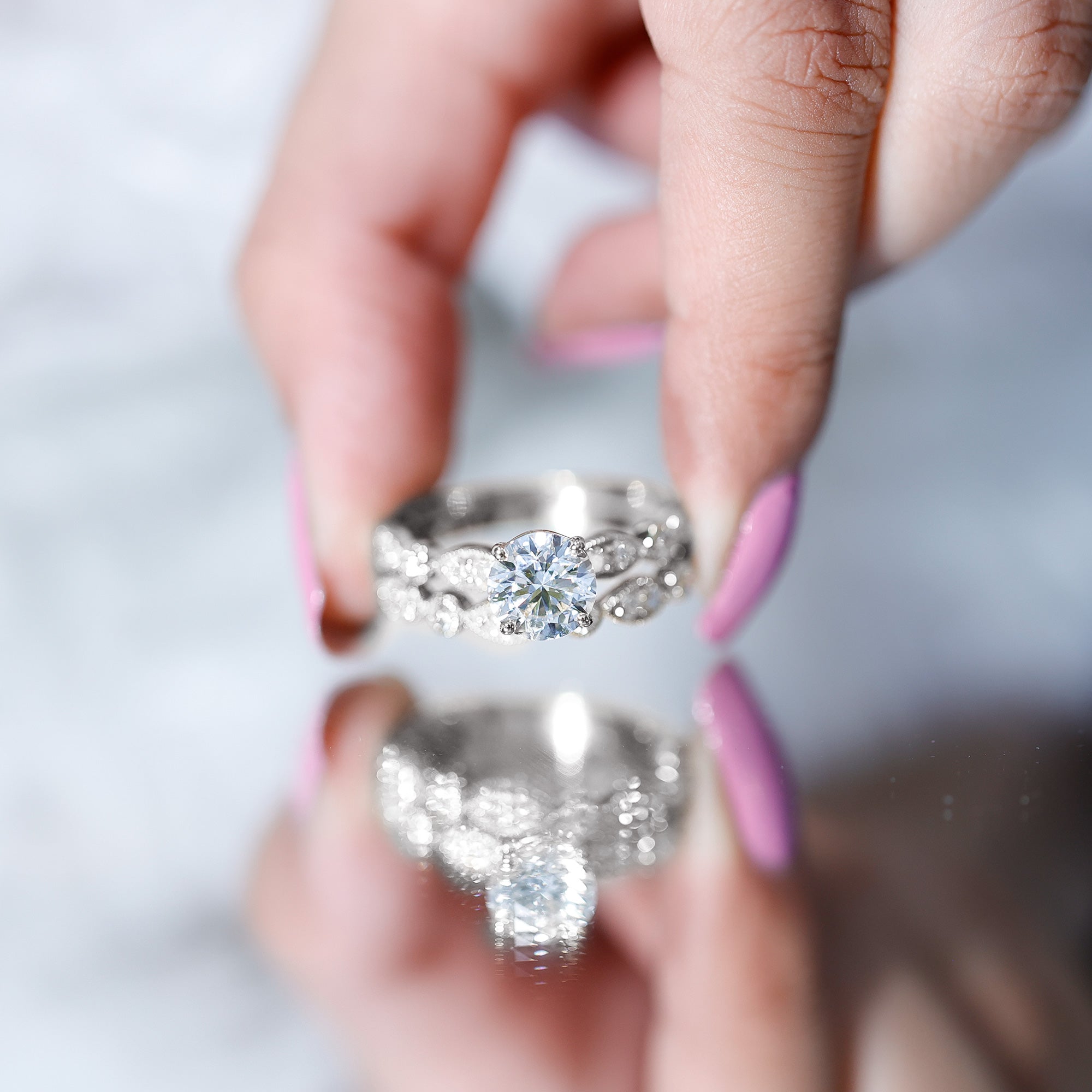 Diamond Designer Marriage Ring Set For Women Lab - ( EF-VS ) - Rosec Jewels