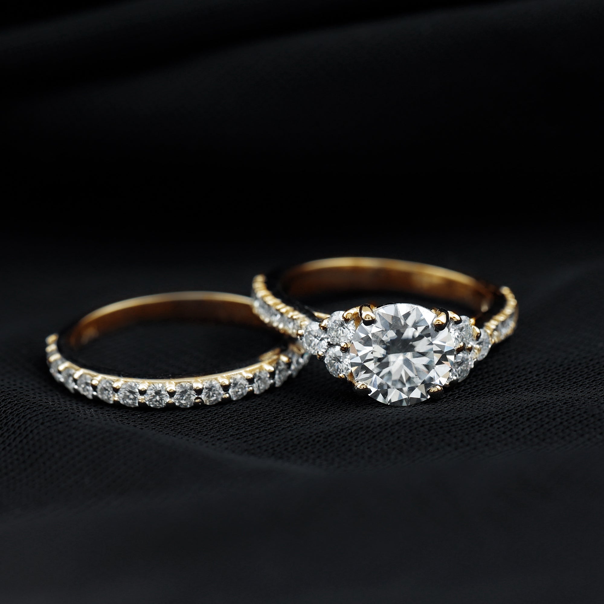 Certified Lab Grown Diamond Engagement Ring With Ring Guard for Her Lab - ( EF-VS ) - Rosec Jewels