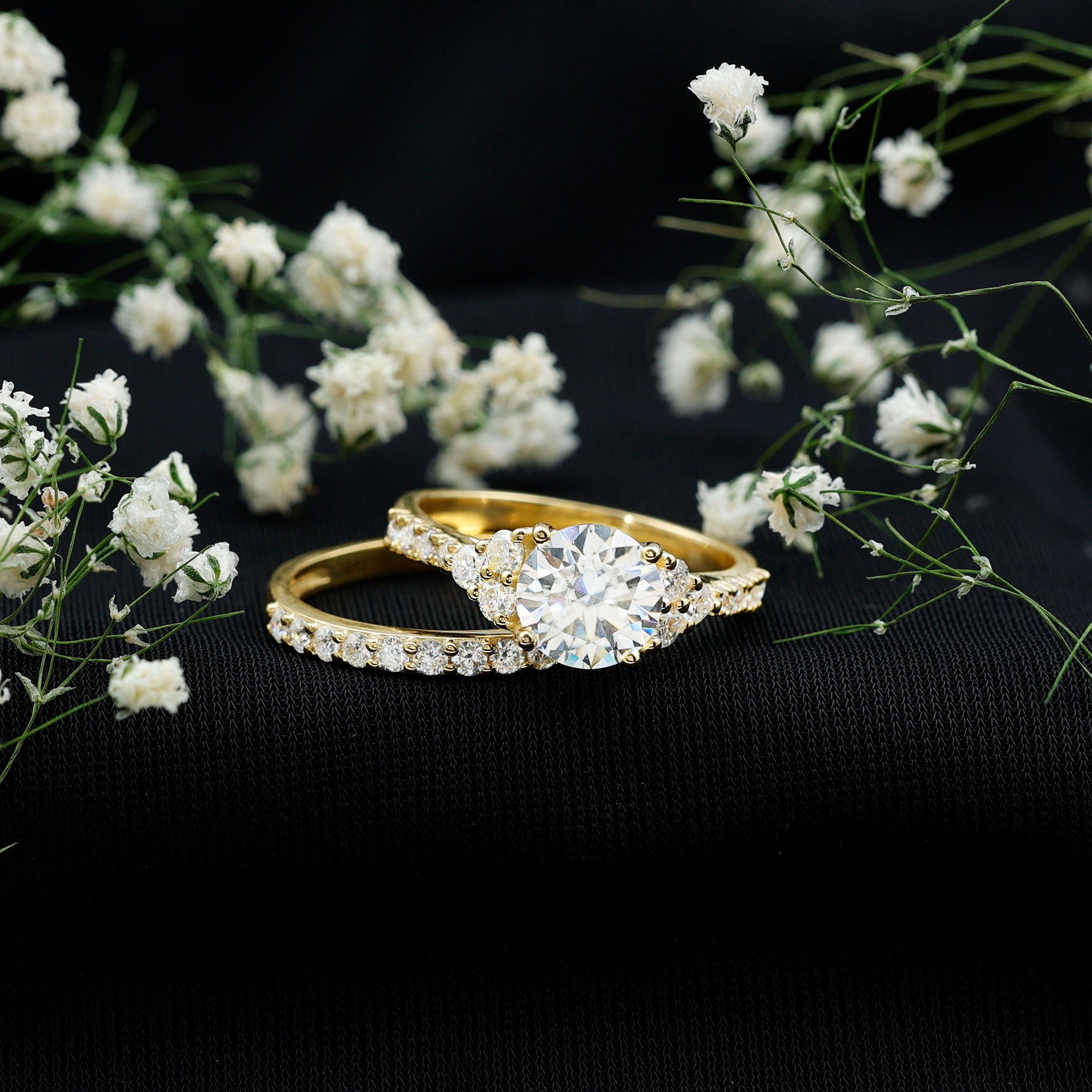 Certified Lab Grown Diamond Engagement Ring With Ring Guard for Her Lab - ( EF-VS ) - Rosec Jewels