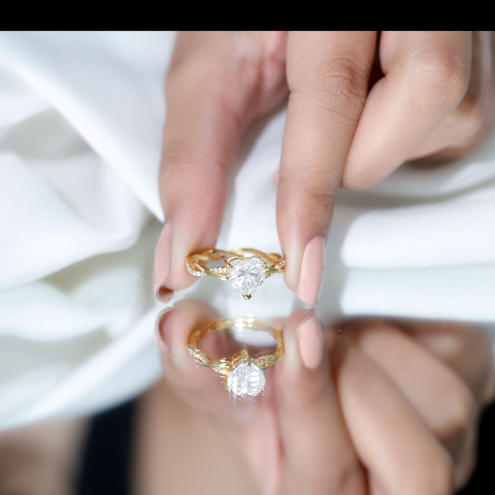 Brilliant Cut Lab Grown Diamond Heart Shape Engagement Ring Lab - ( EF-VS ) - Rosec Jewels