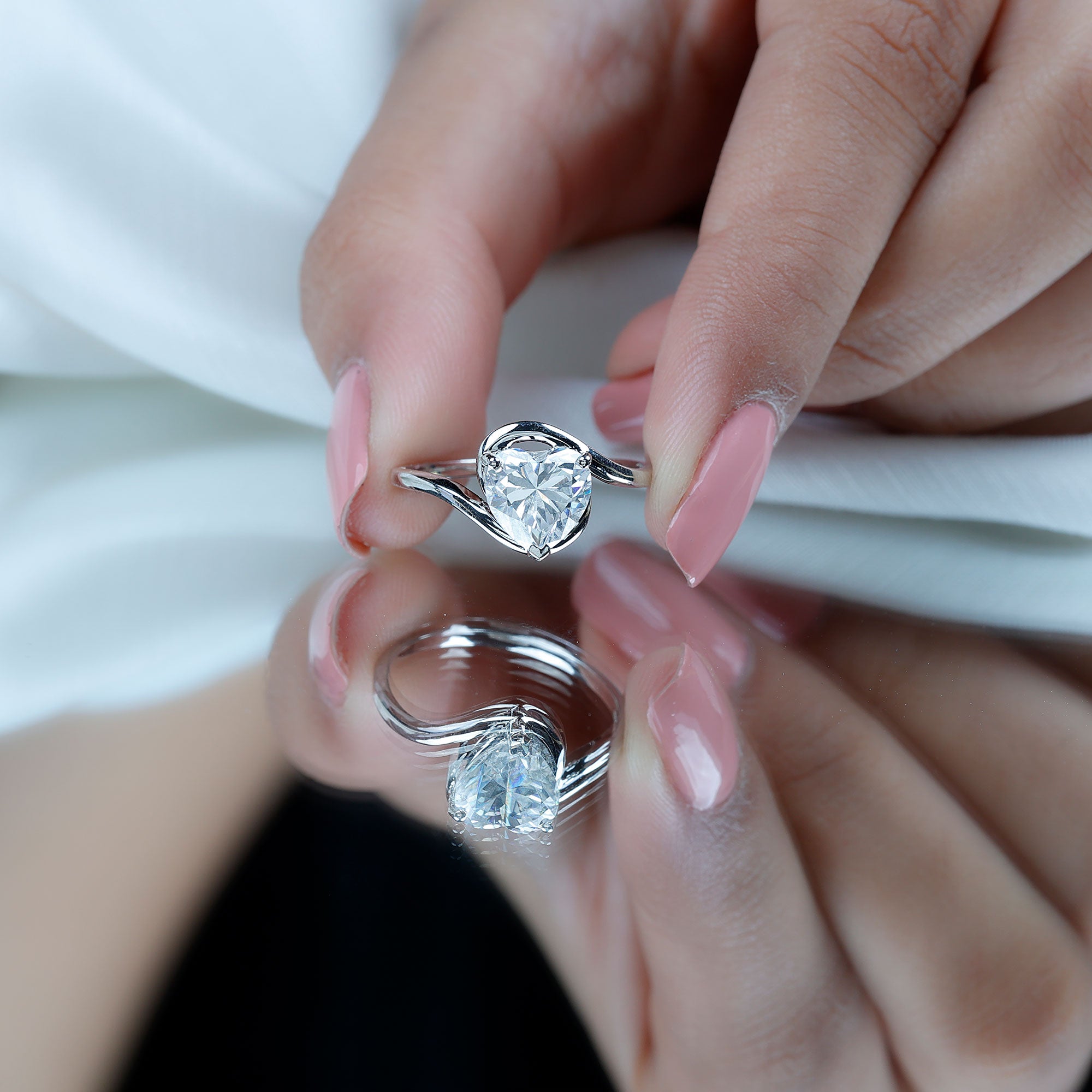 2 Carat Lab Grown Diamond Heart Shape Engagement Ring For Her Lab - ( EF-VS ) - Rosec Jewels