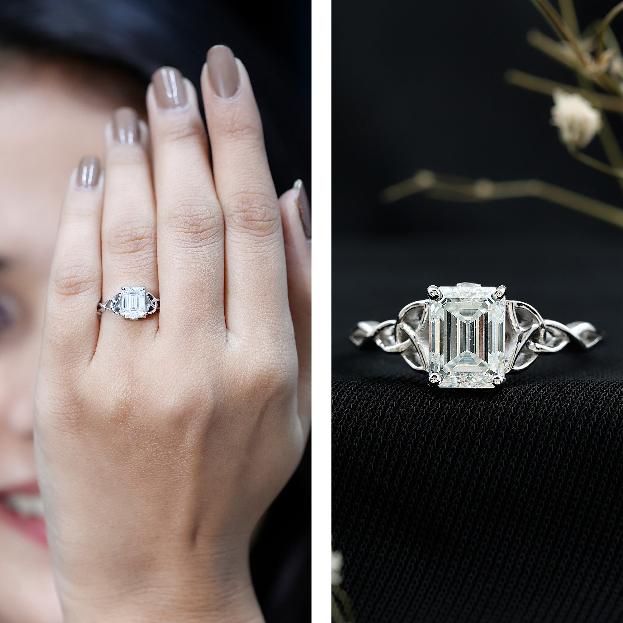 Celtic Design Inspired Lab Grown Diamond Engagement Ring Lab - ( EF-VS ) - Rosec Jewels