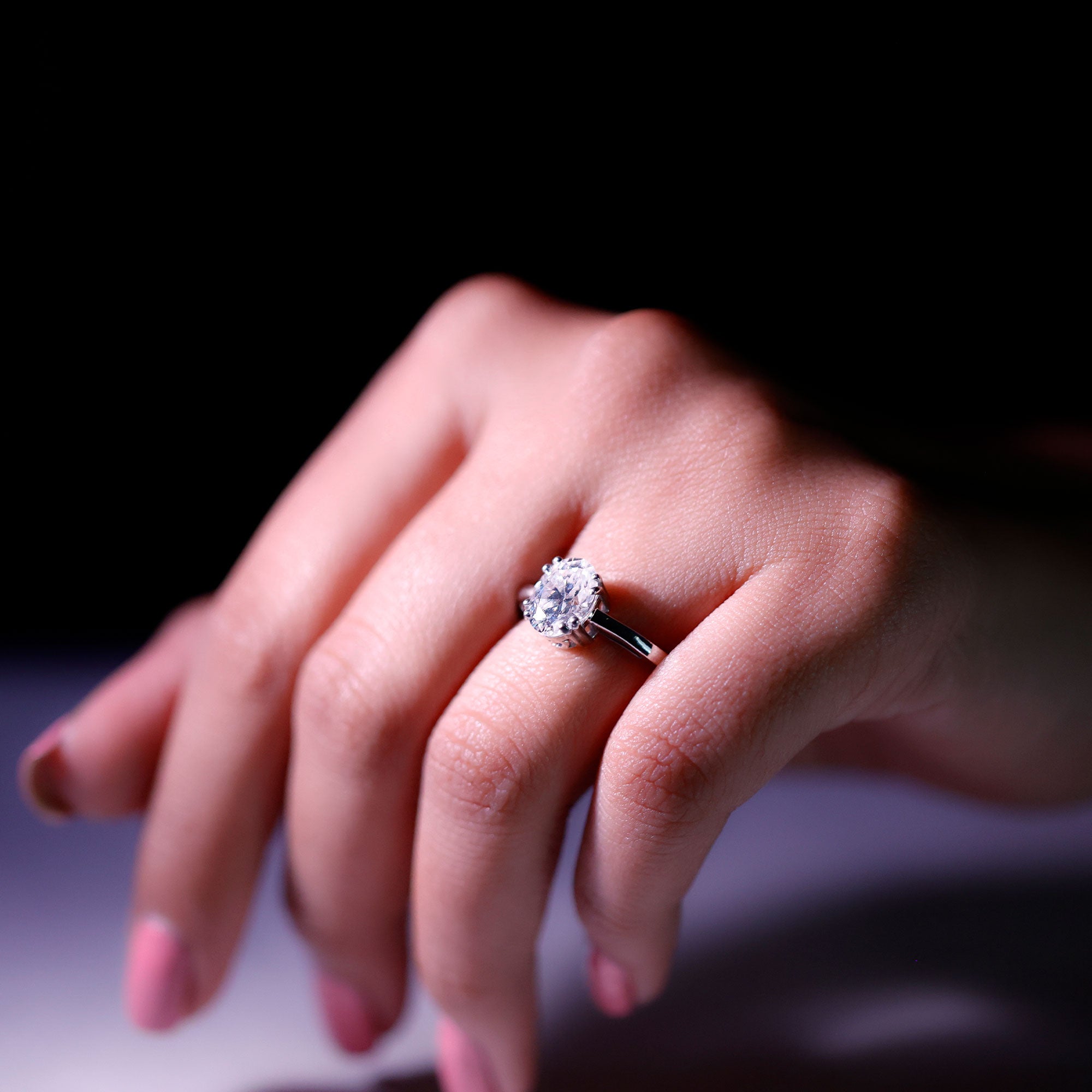 4 Prong Oval Cut Lab Grown Diamond Engagement Ring Lab - ( EF-VS ) - Rosec Jewels