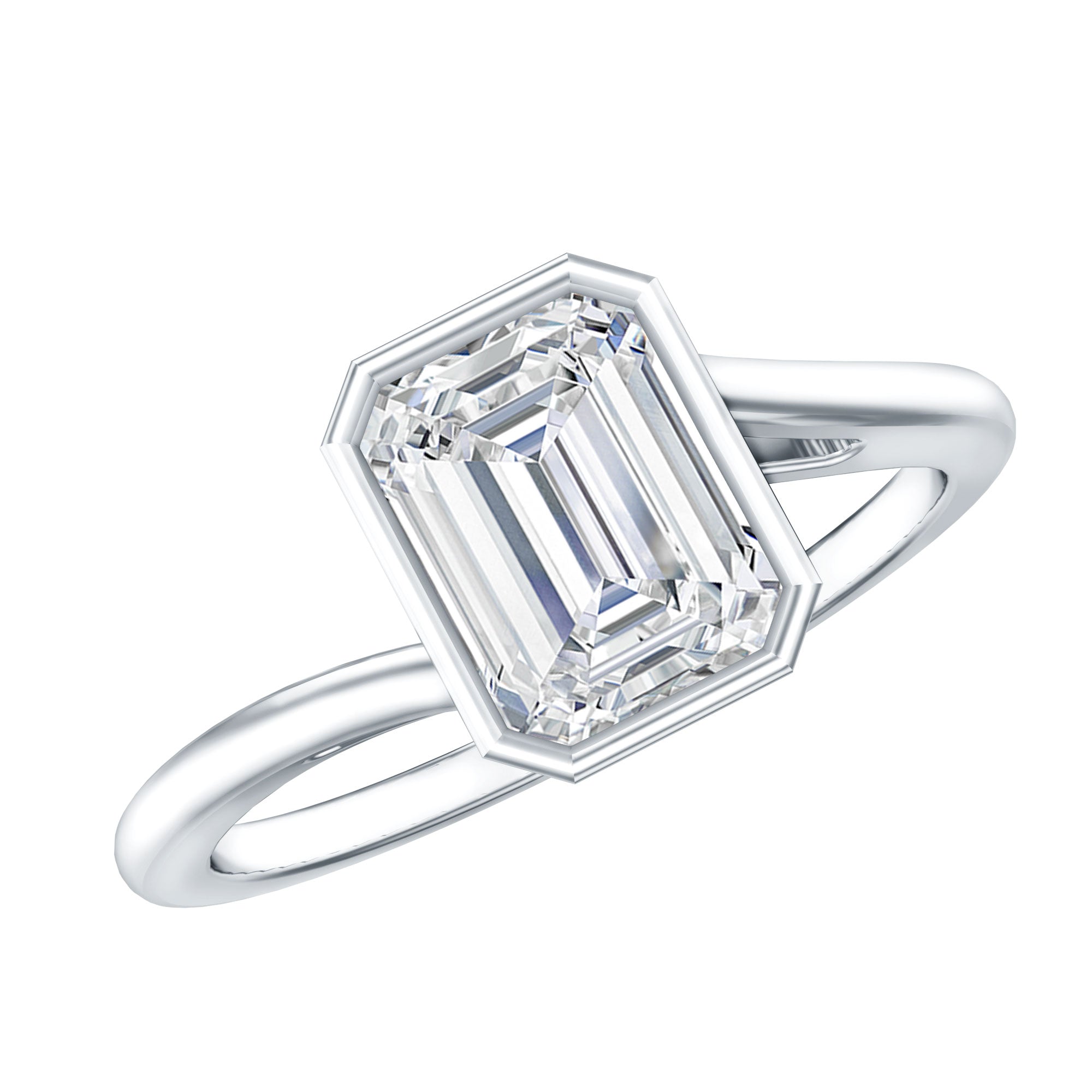 Bezel Set Lab Grown Diamond Bypass Engagement Ring Lab - ( EF-VS ) - Rosec Jewels