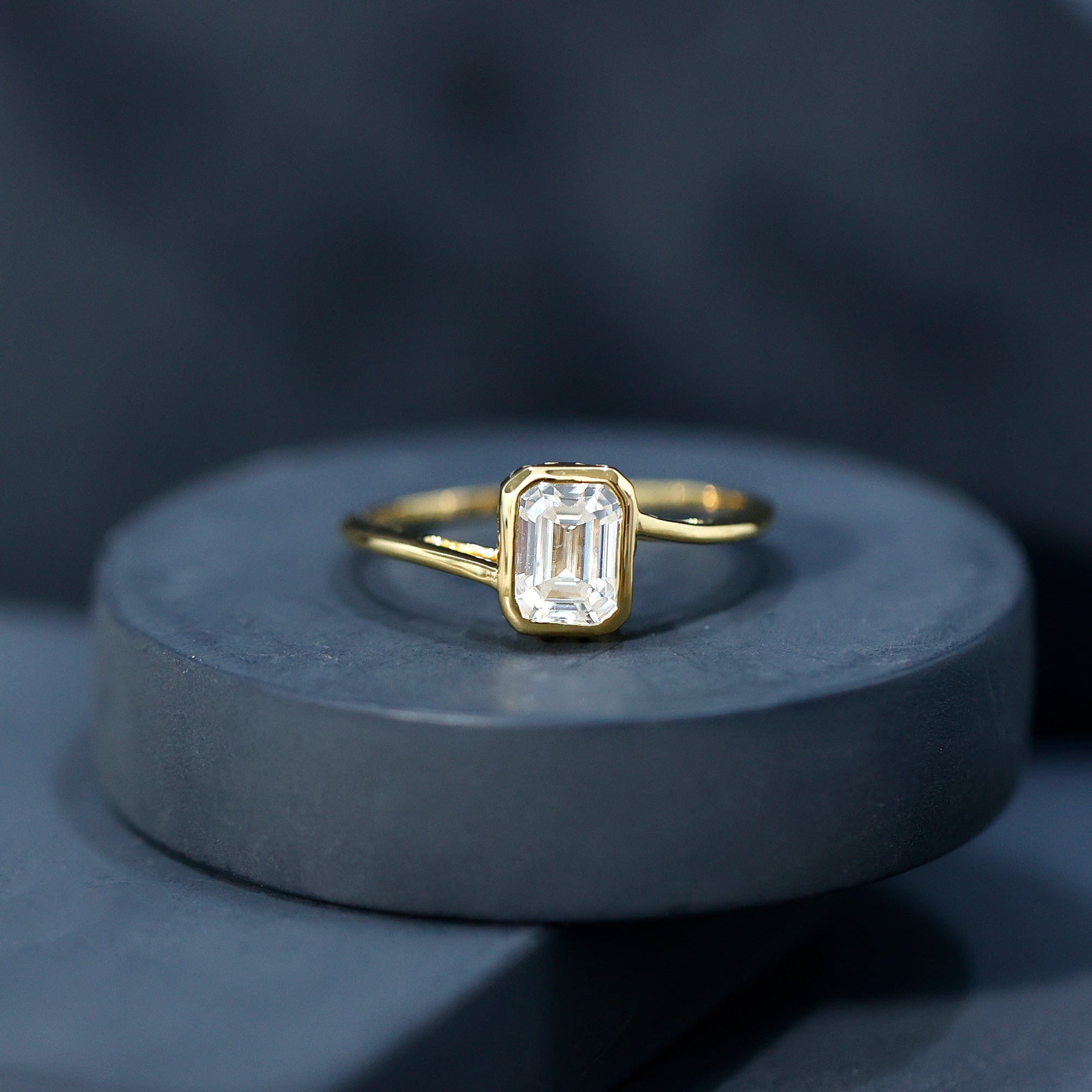 Bezel Set Lab Grown Diamond Bypass Engagement Ring Lab - ( EF-VS ) - Rosec Jewels