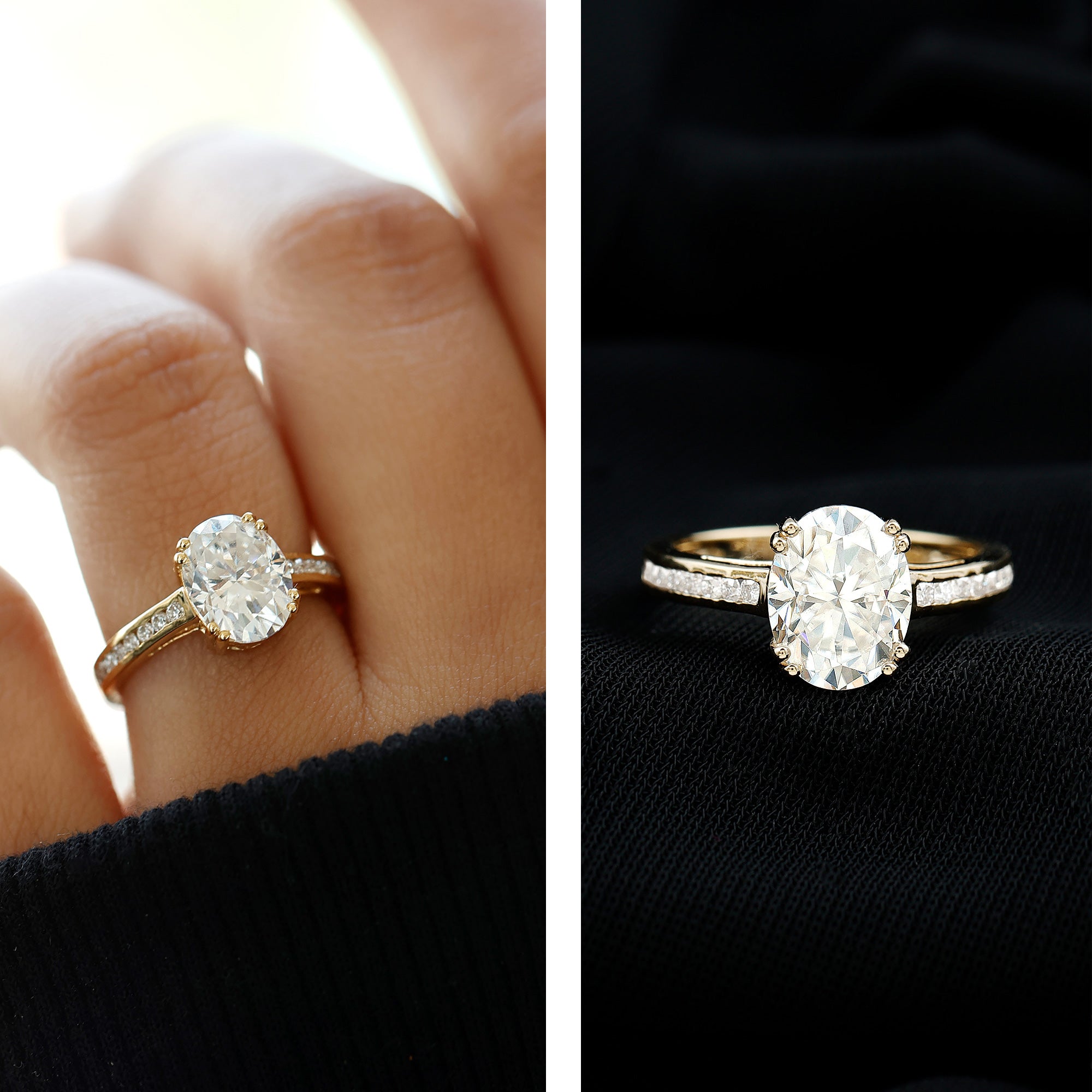 Lab Grown Diamond Timeless Engagement Ring With Side Stones Lab - ( EF-VS ) - Rosec Jewels