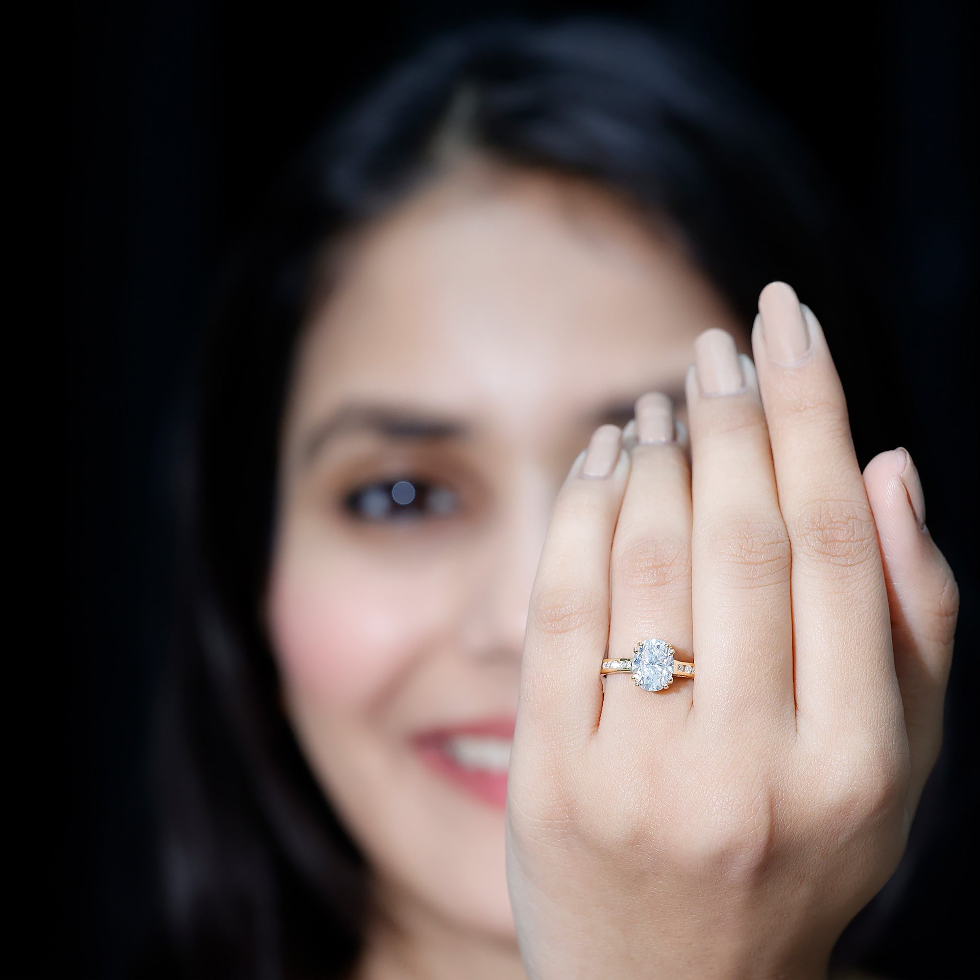 Lab Grown Diamond Timeless Engagement Ring With Side Stones Lab - ( EF-VS ) - Rosec Jewels