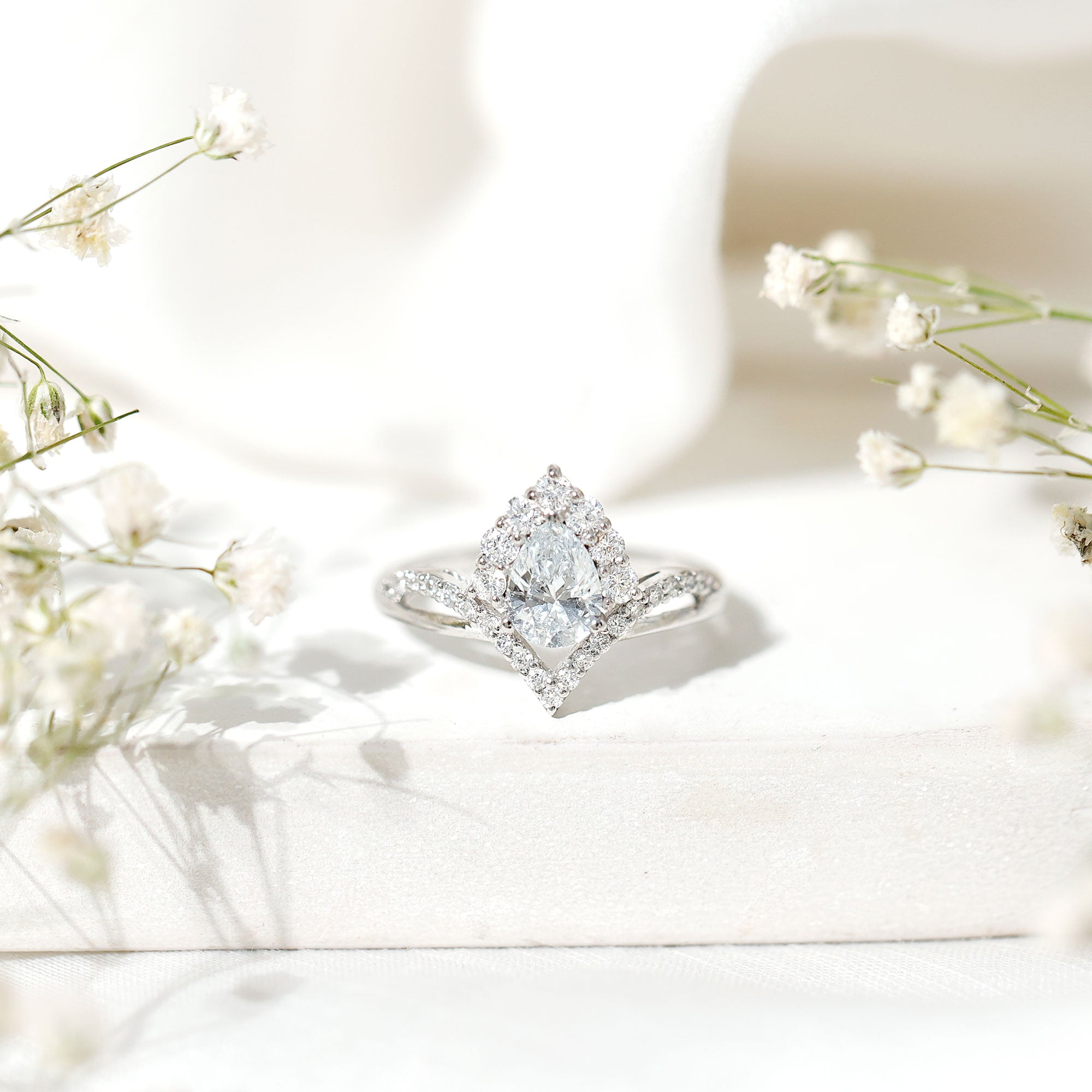 Pear Cut 5X7MM Lab Grown Diamond Designer Engagement Ring Lab - ( EF-VS ) - Rosec Jewels