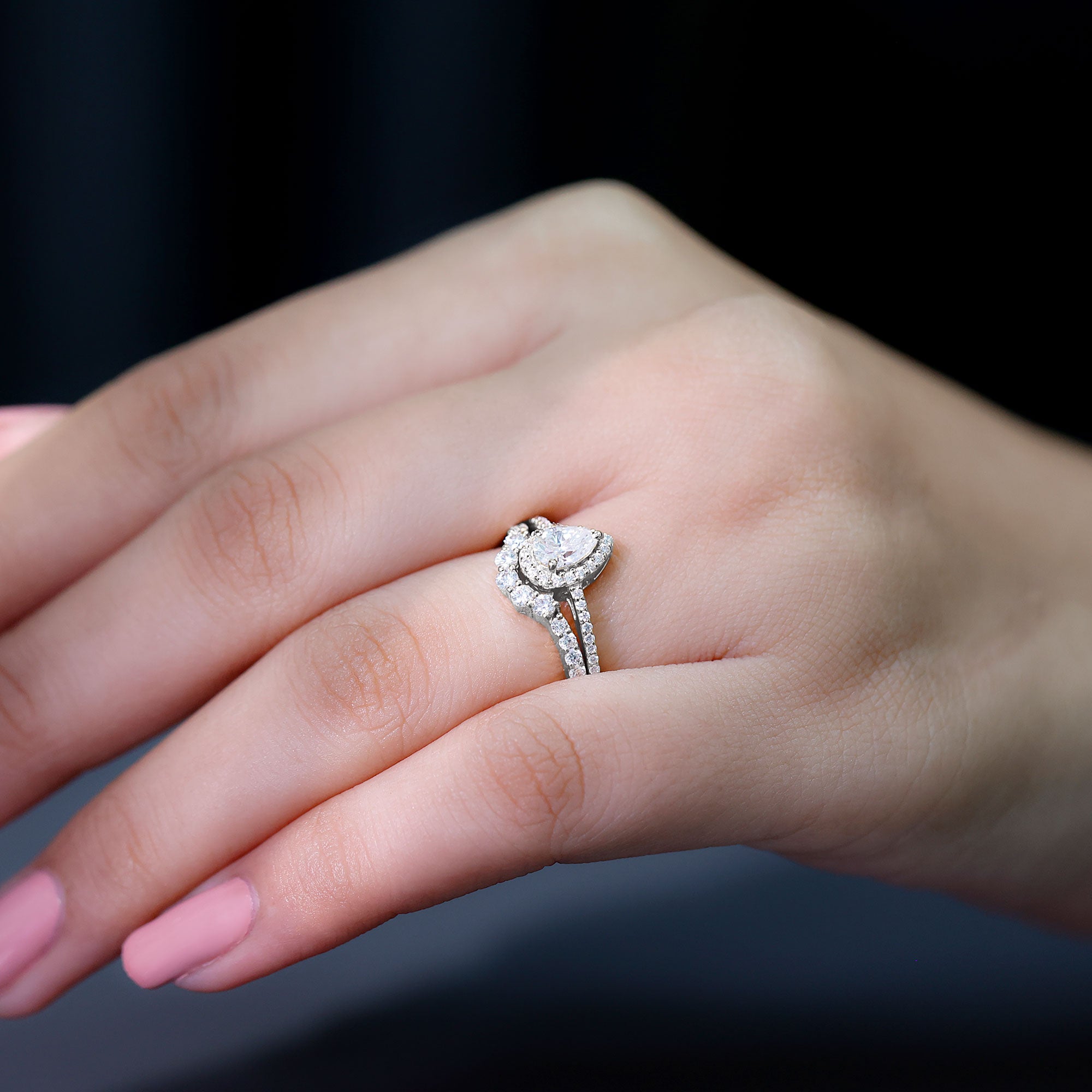 Lab Grown Diamond Designer Bridal Ring Set for Her Lab - ( EF-VS ) - Rosec Jewels