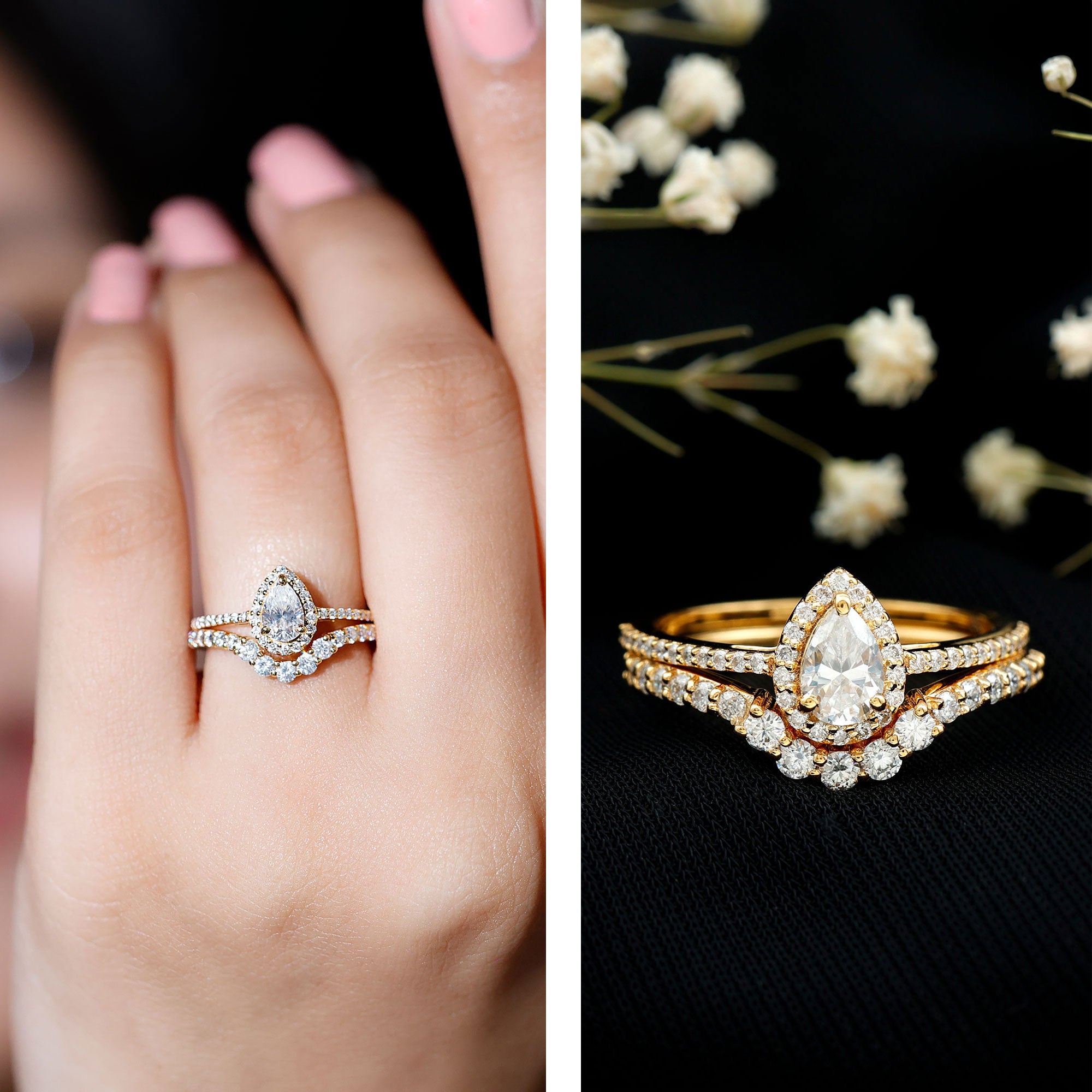 Lab Grown Diamond Designer Bridal Ring Set for Her Lab - ( EF-VS ) - Rosec Jewels