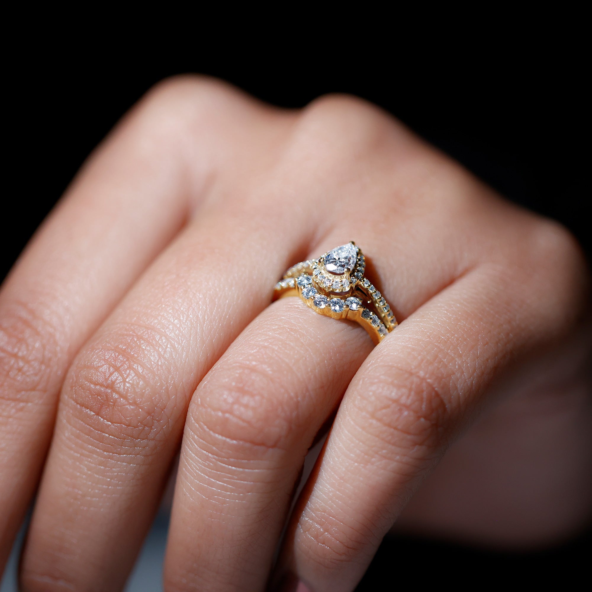 Lab Grown Diamond Designer Bridal Ring Set for Her Lab - ( EF-VS ) - Rosec Jewels