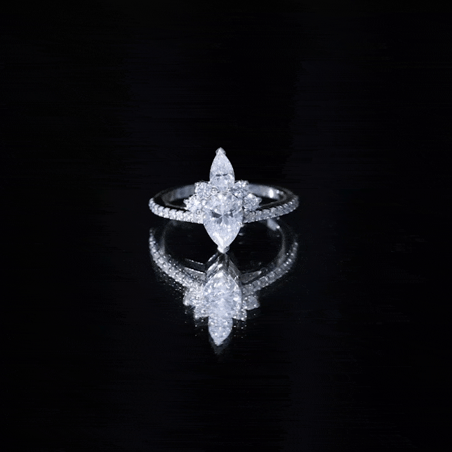 Lab Grown Diamond Unique Engagement Ring with Side Stones Lab - ( EF-VS ) - Rosec Jewels