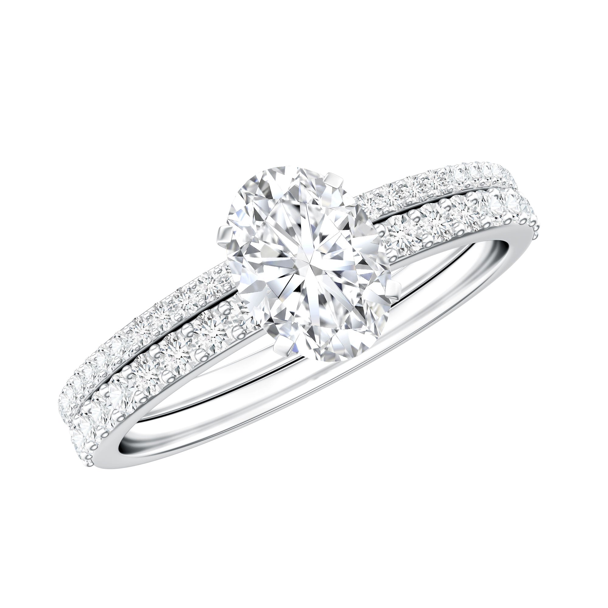 Lab Grown Diamond Simple Bridal Ring Sets Lab - ( EF-VS ) - Rosec Jewels