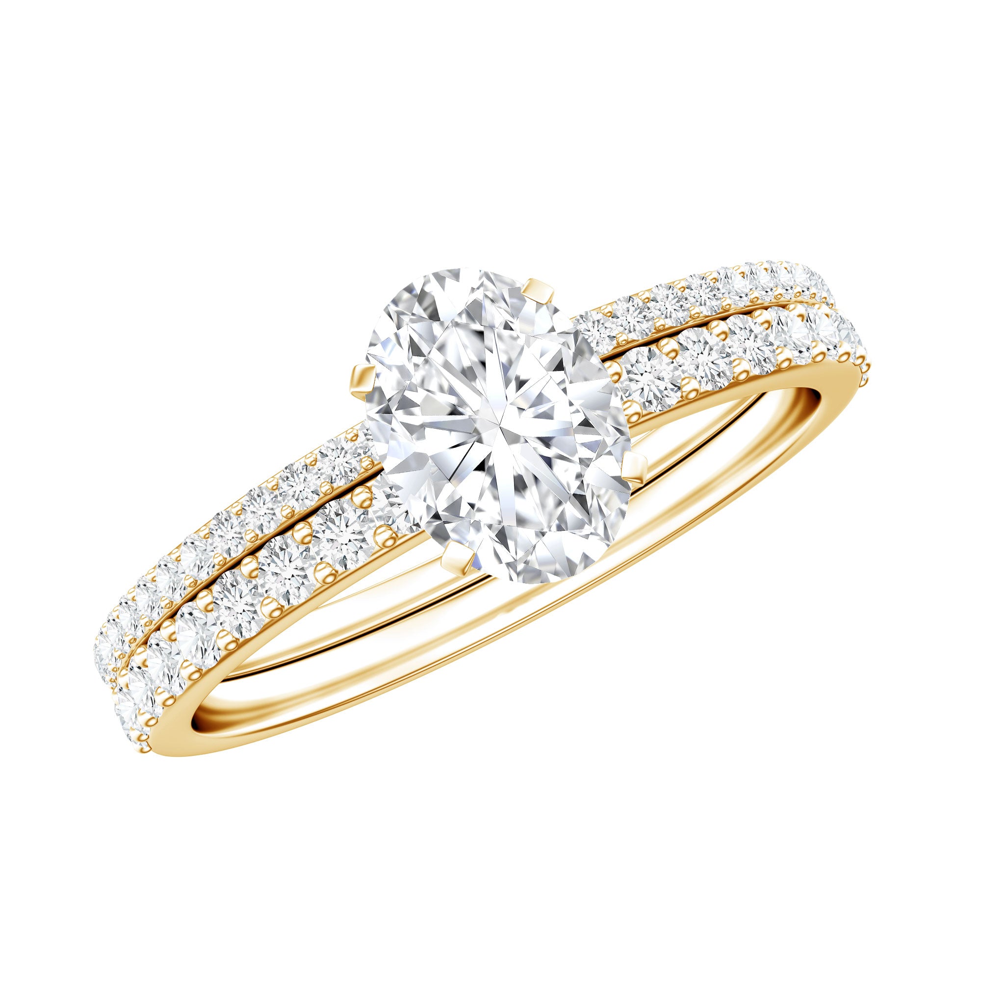Lab Grown Diamond Simple Bridal Ring Sets Lab - ( EF-VS ) - Rosec Jewels